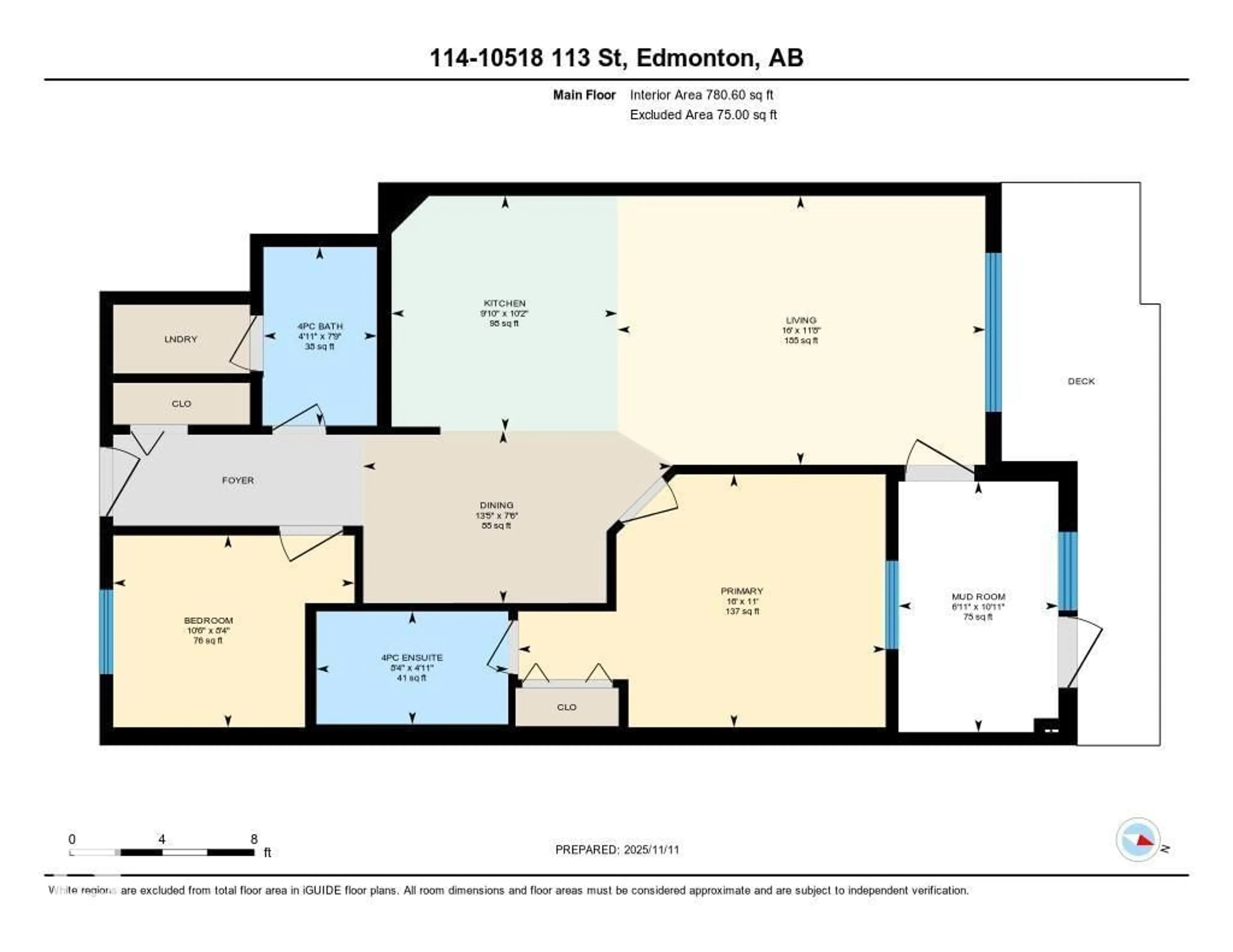 Floor plan for #114 - 10518 113 ST, Edmonton Alberta T5H3H5