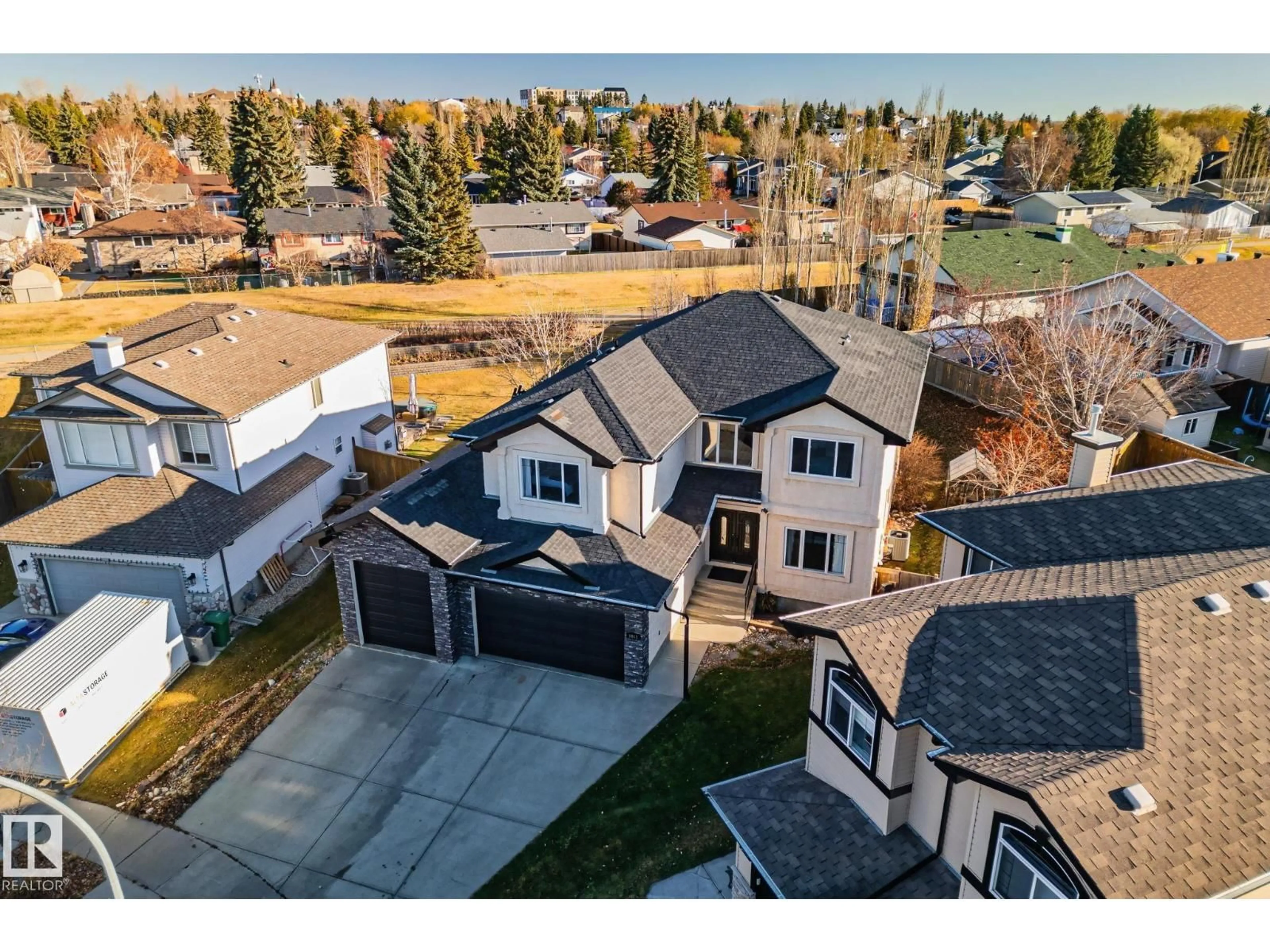 A pic from outside/outdoor area/front of a property/back of a property/a pic from drone, street for 5911 53 AV, Beaumont Alberta T4X0B1