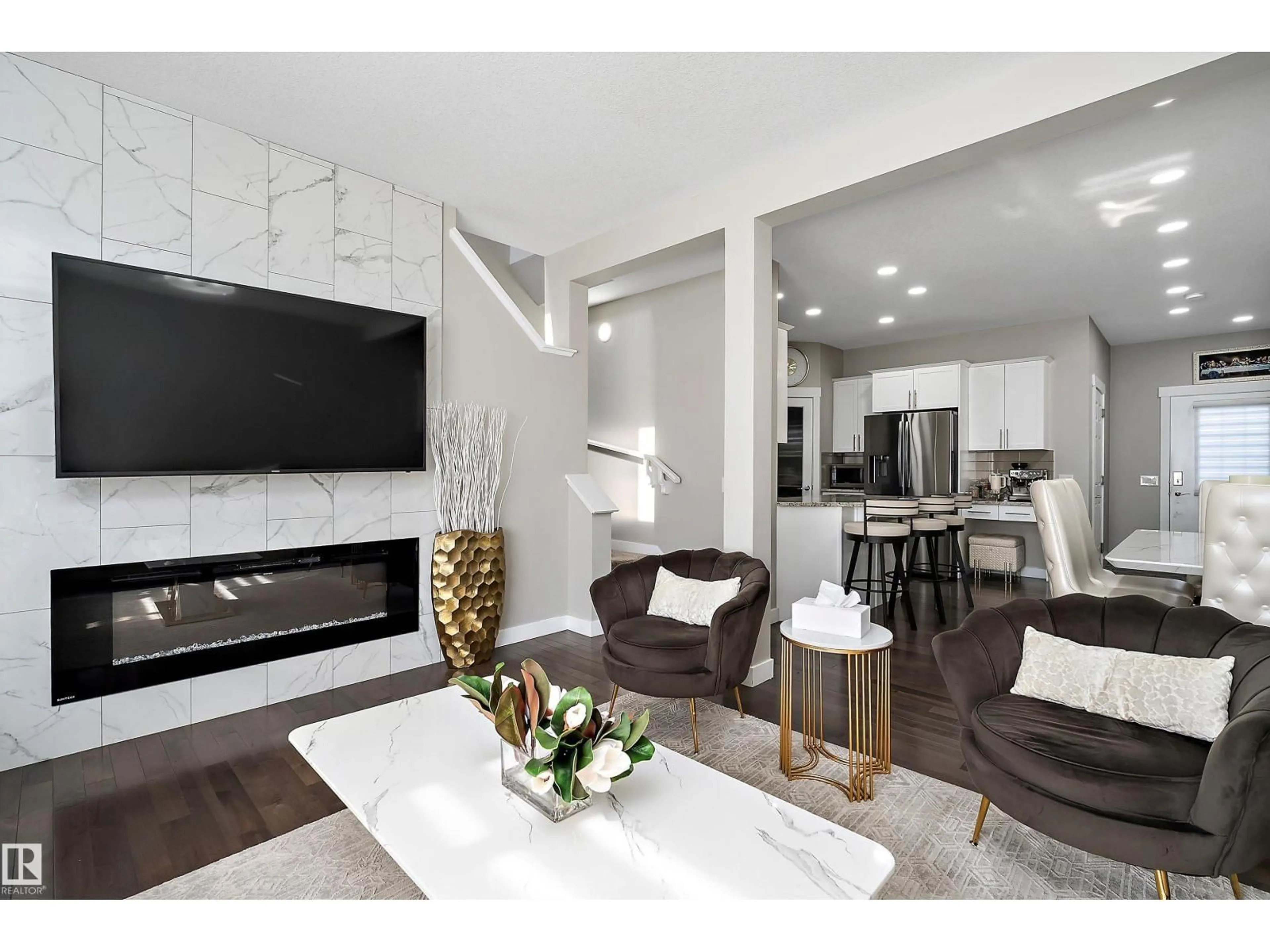 Living room with furniture, unknown for NW - 7043 174 AV, Edmonton Alberta T5Z0L3