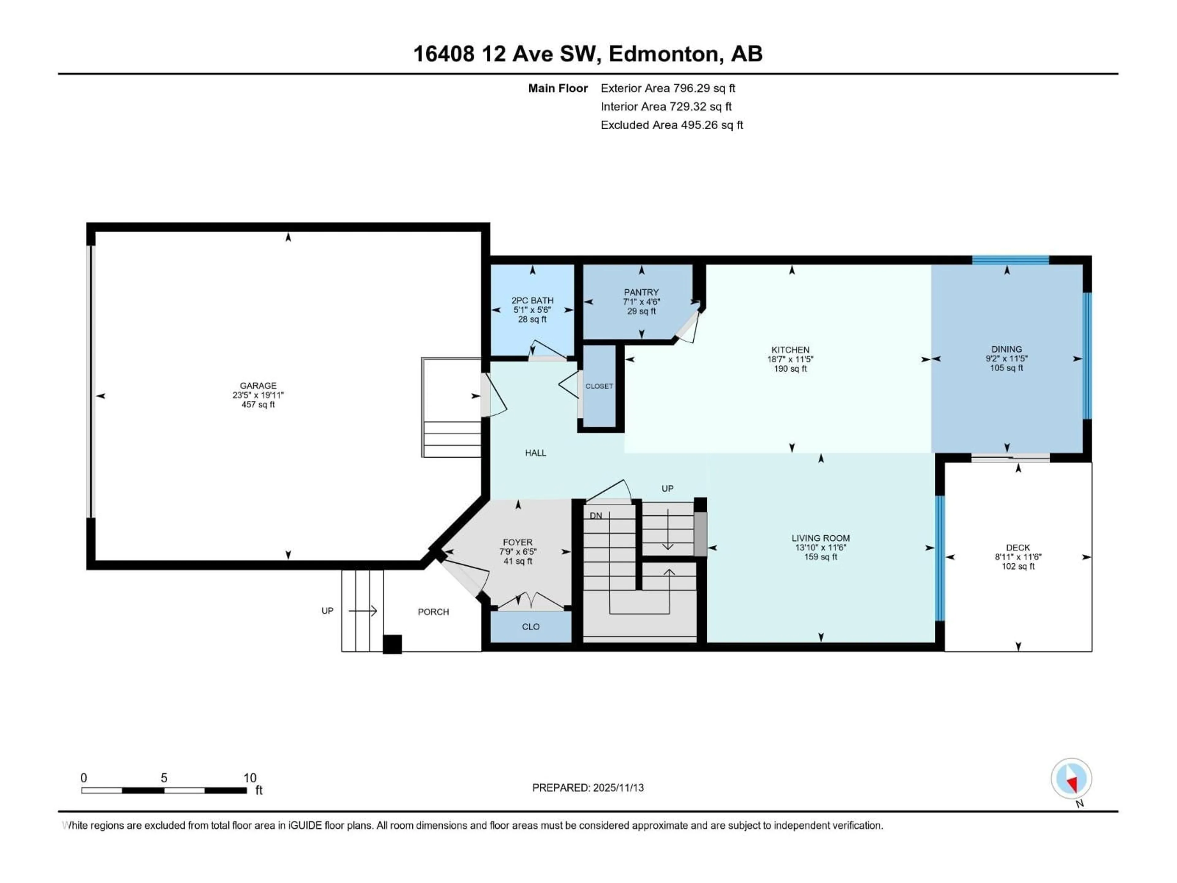 Floor plan for SW - 16408 12 AV, Edmonton Alberta T6W3K4