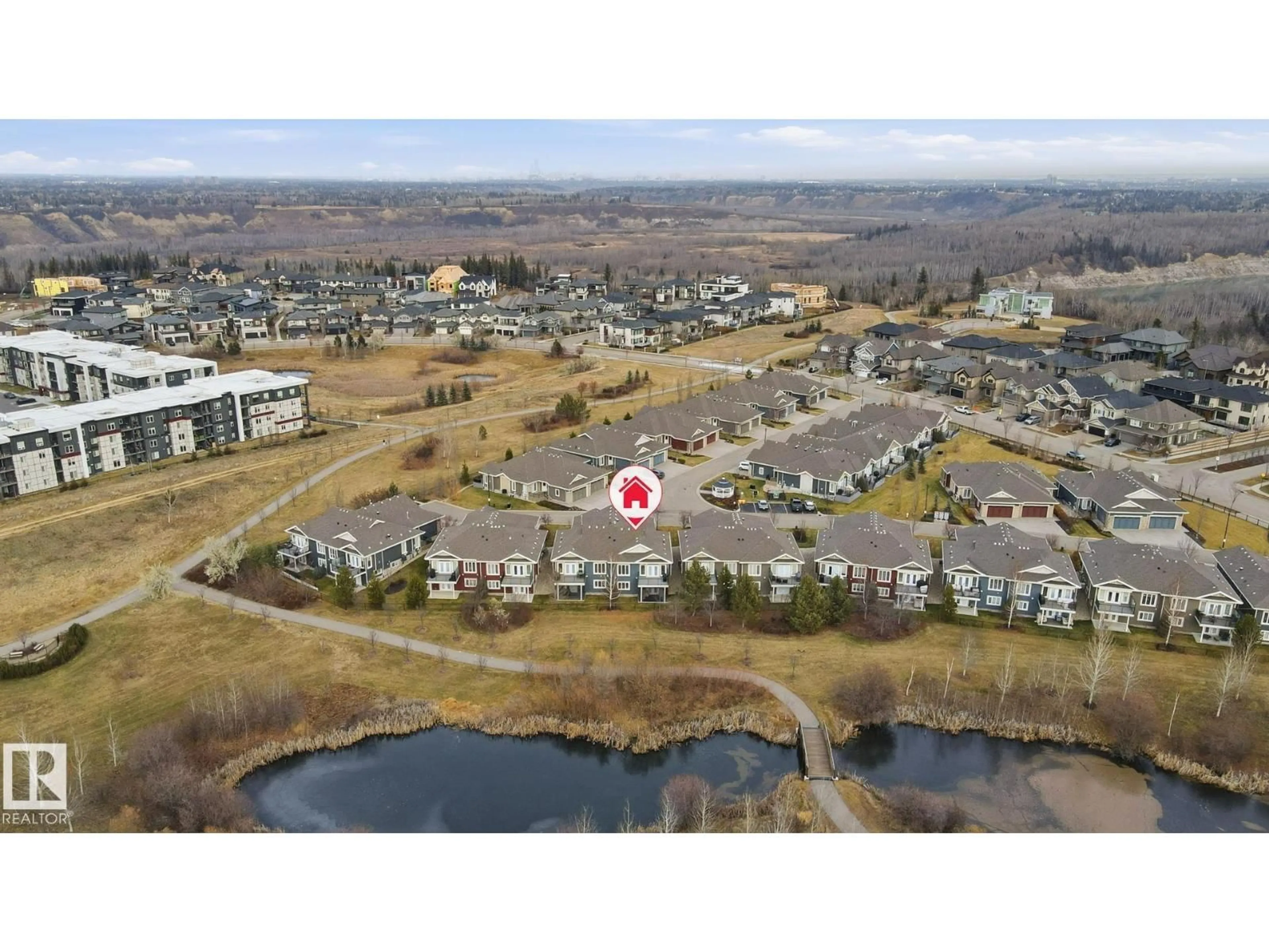 A pic from outside/outdoor area/front of a property/back of a property/a pic from drone, water/lake/river/ocean view for 3090 - 12 CAMERON HEIGHTS WY, Edmonton Alberta T6M0S7