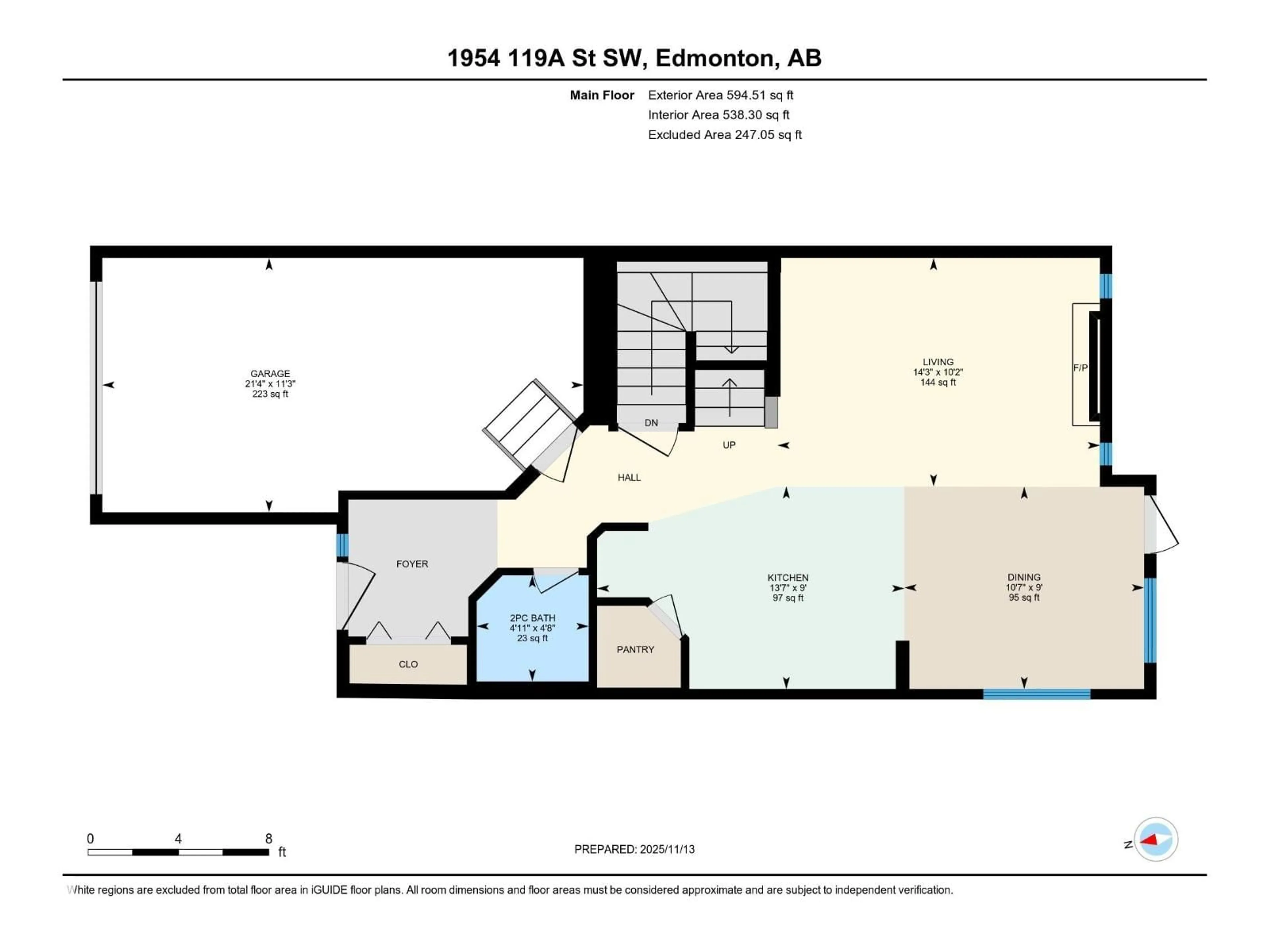 Floor plan for SW - 1954 119A ST, Edmonton Alberta T6W0E2