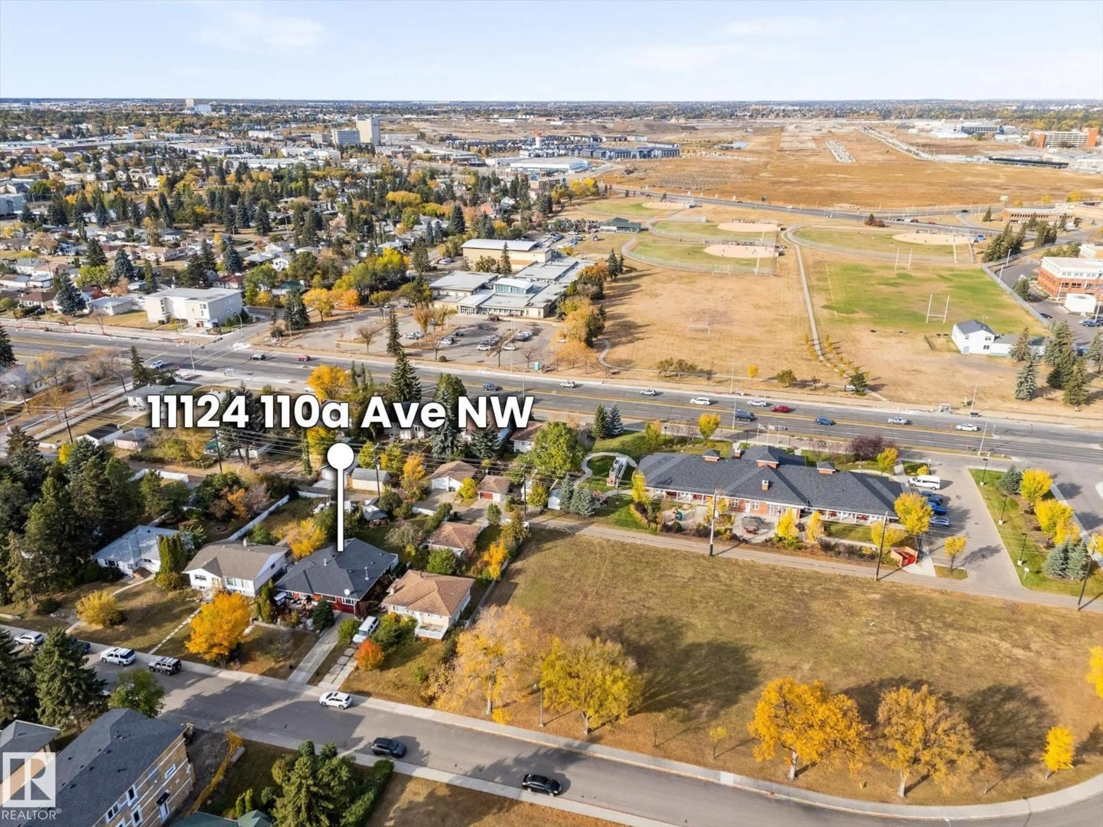 A pic from outside/outdoor area/front of a property/back of a property/a pic from drone, mountain view for NW - 11124 110A AV, Edmonton Alberta T5H1K1
