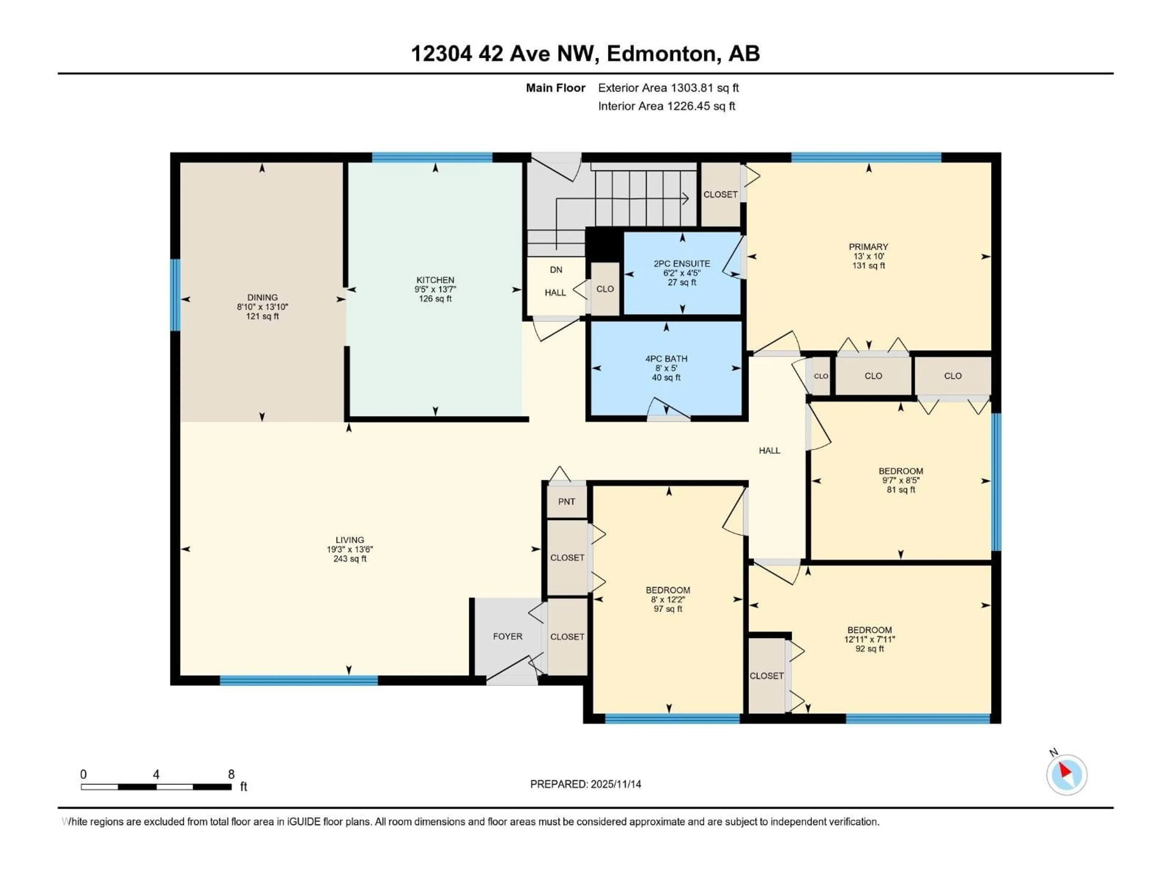 Floor plan for 12304 42 AV, Edmonton Alberta T6J0W9