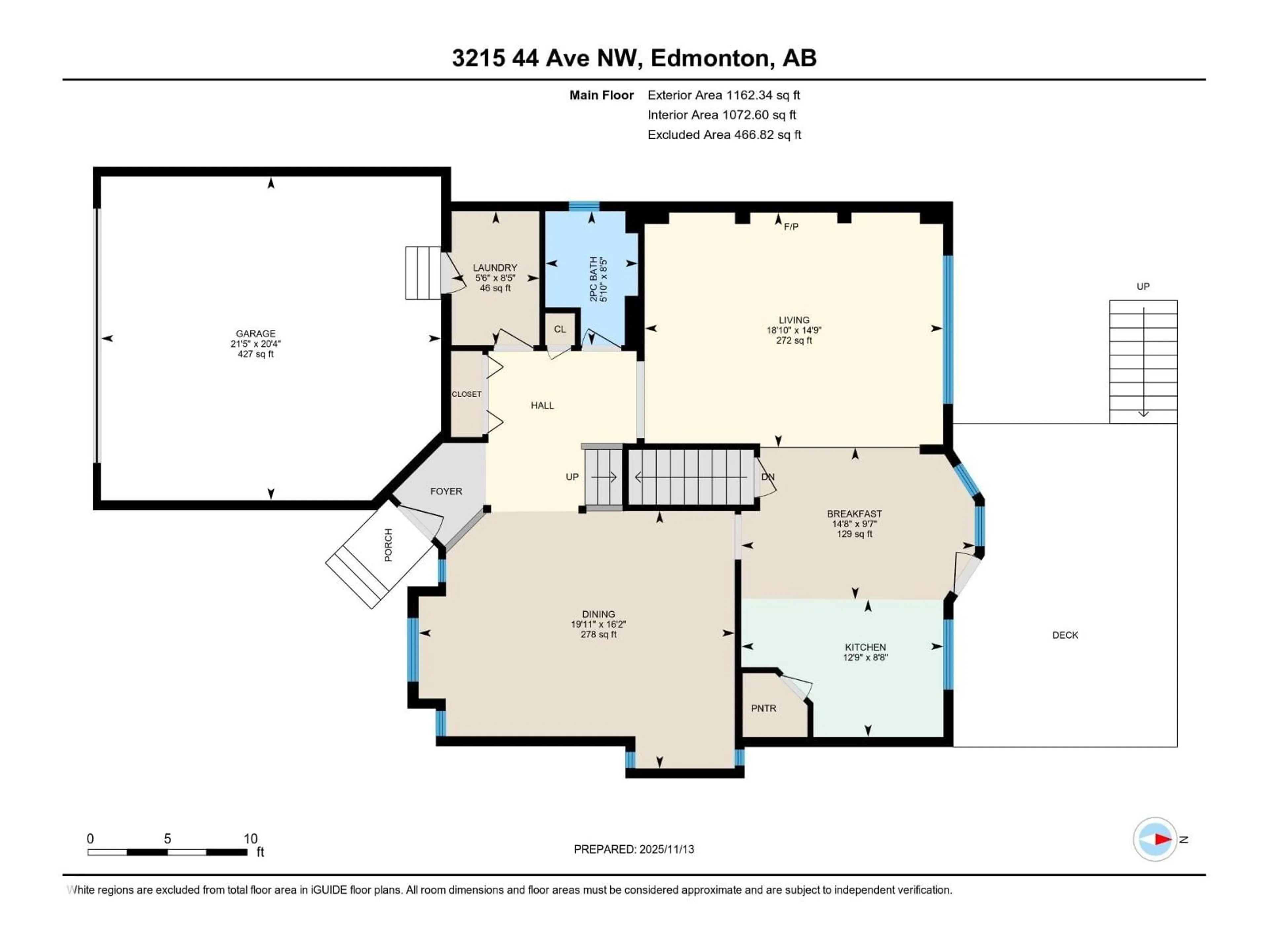 Floor plan for 3215 44 AV, Edmonton Alberta T6T1E9