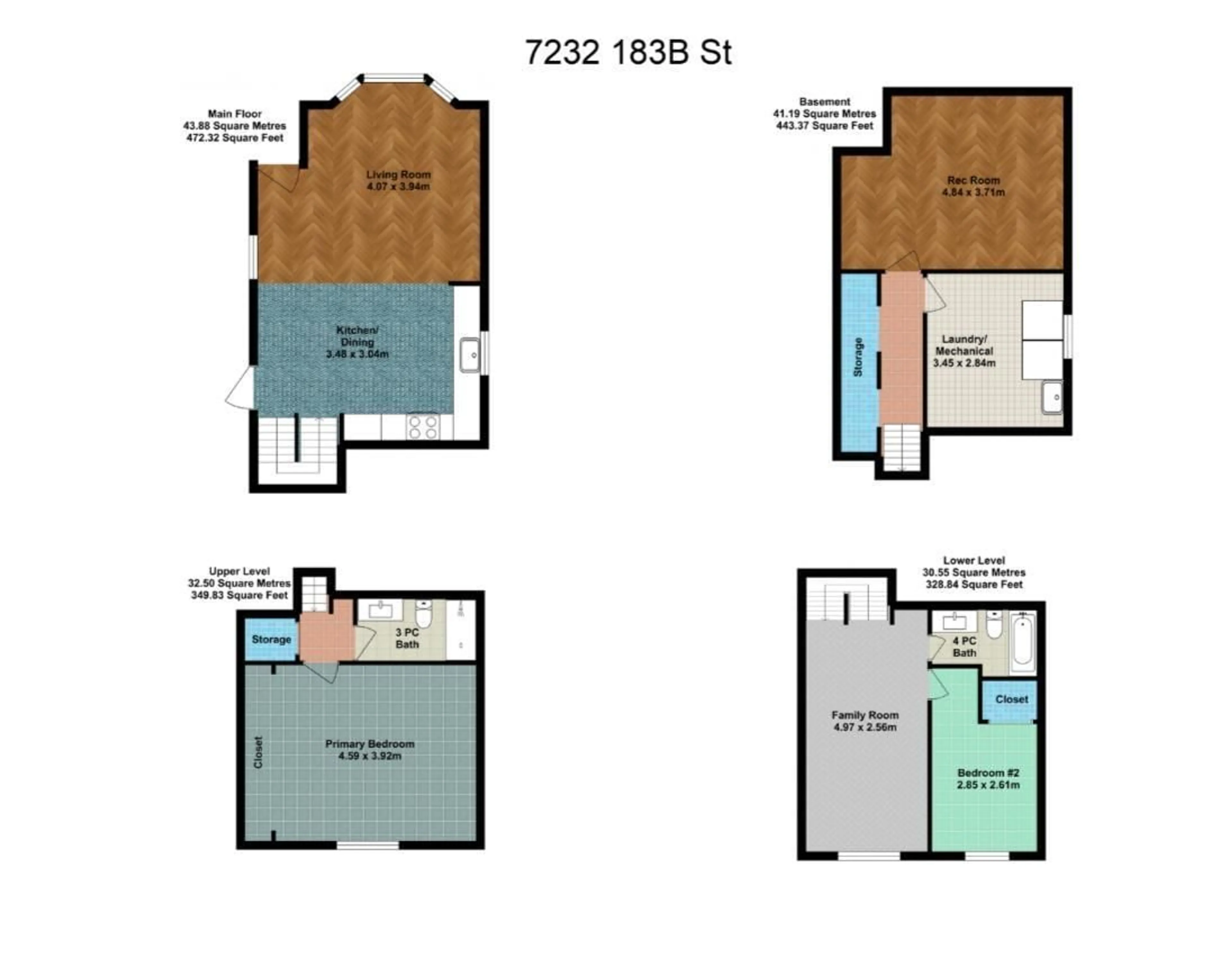 Floor plan for NW - 7232 183B ST, Edmonton Alberta T5T3Z7
