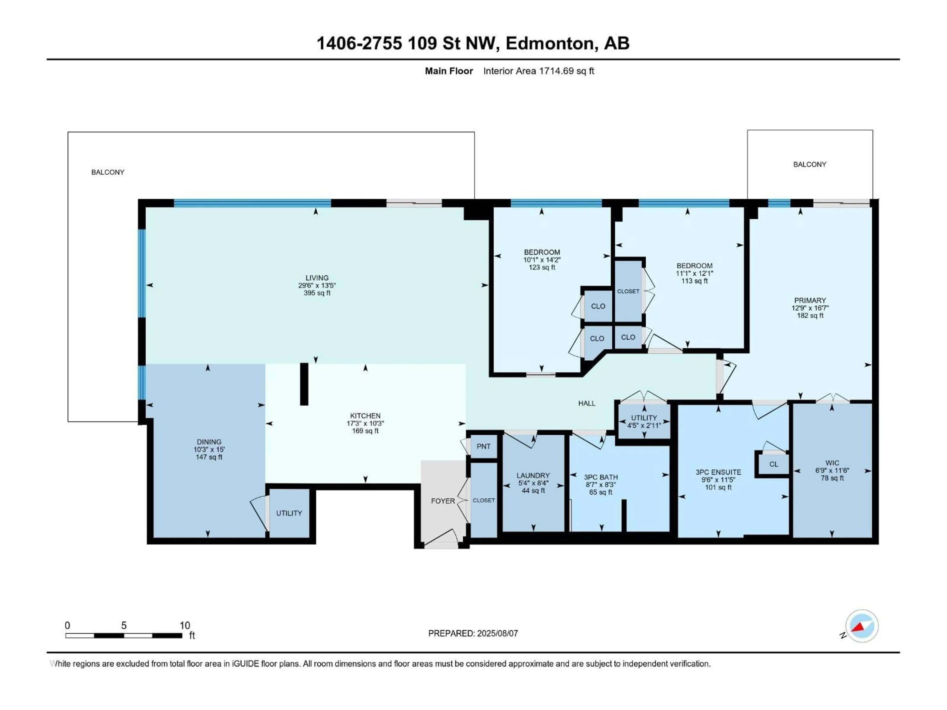 Floor plan for 1406 - 2755 109 ST NW, Edmonton Alberta T6J5S4