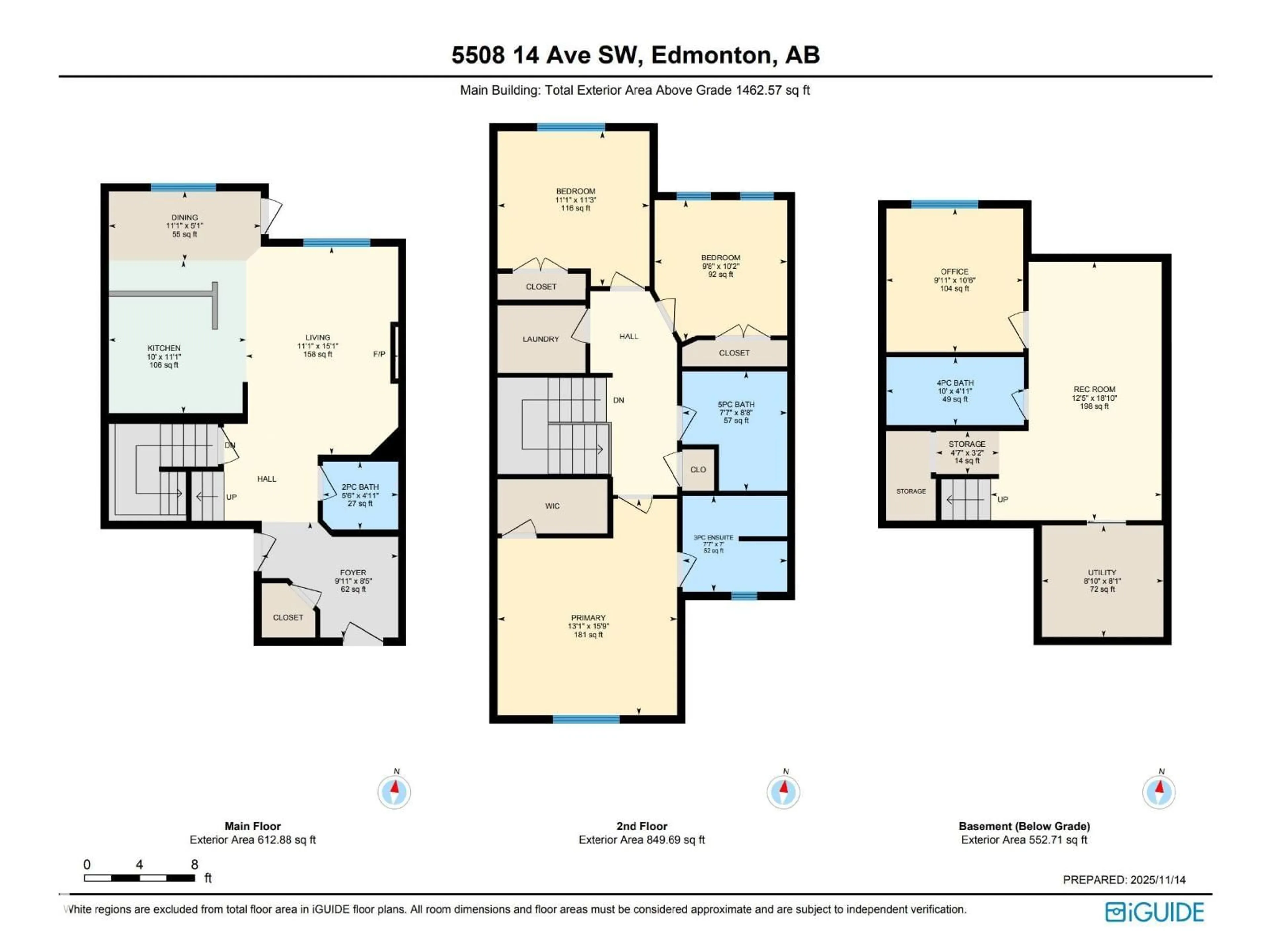 Floor plan for 5508 14 AV, Edmonton Alberta T6X1S2