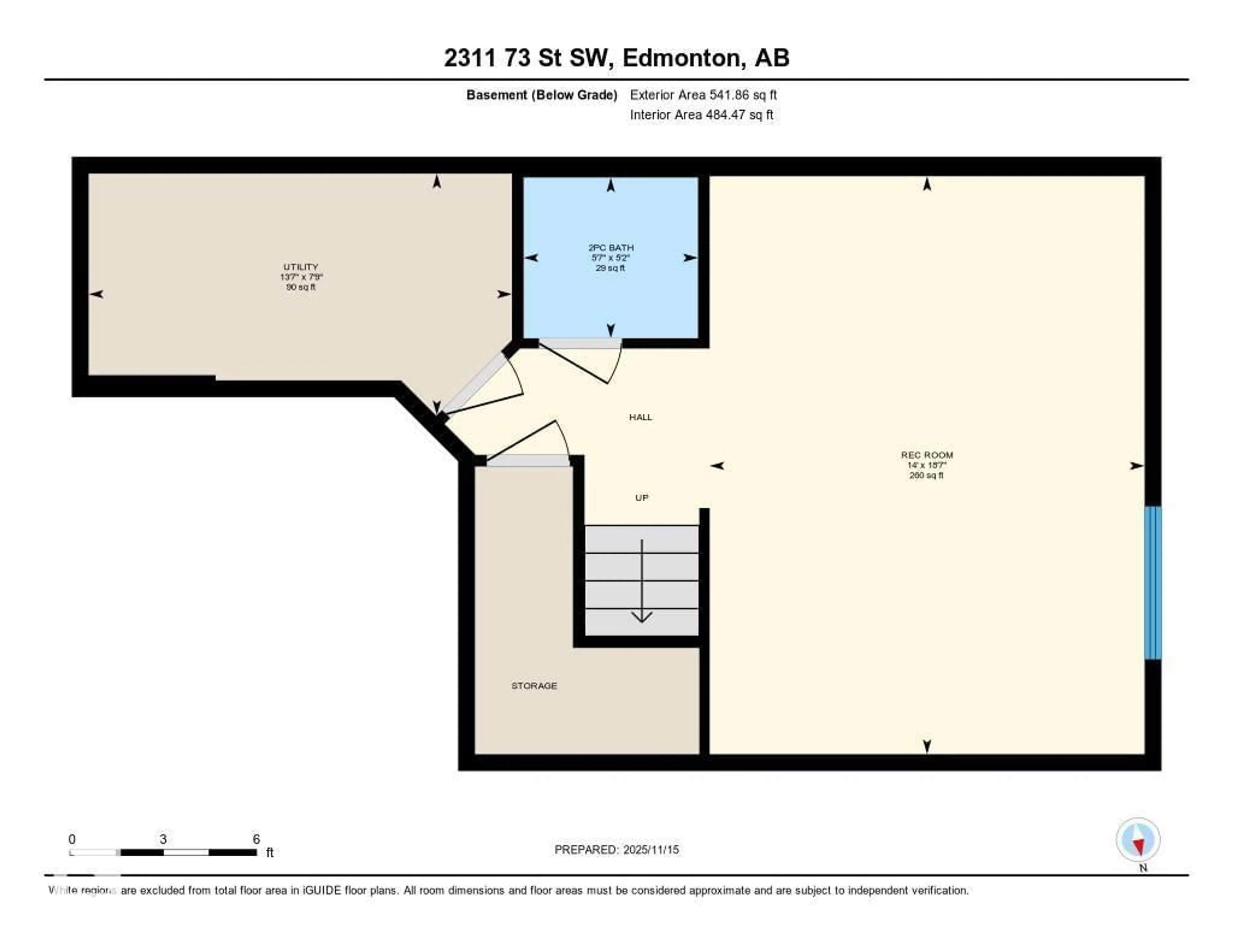 Floor plan for SW - 2311 73 ST, Edmonton Alberta T6X0V5