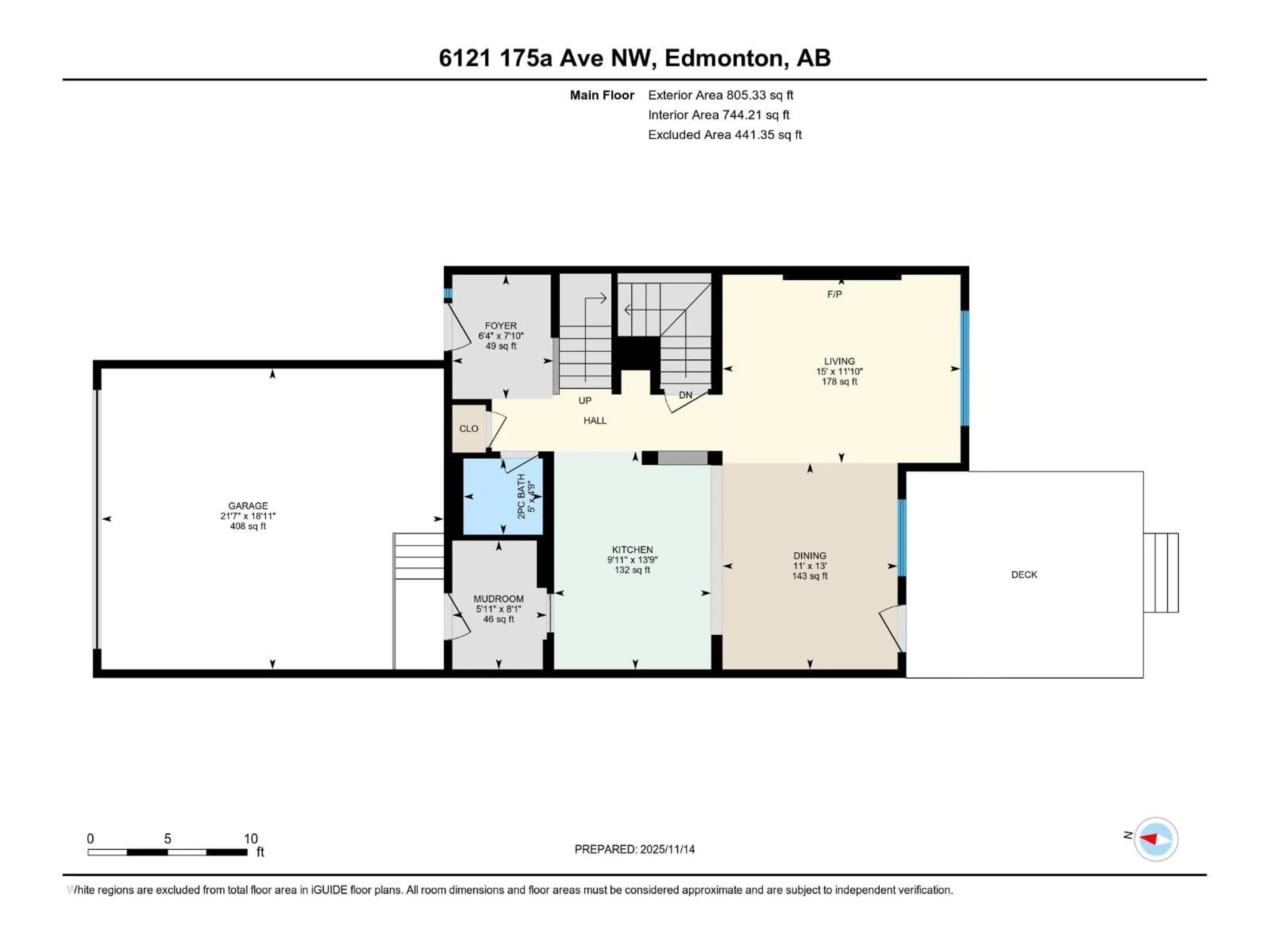 Floor plan for 6121 175A AV, Edmonton Alberta T5Y3N8