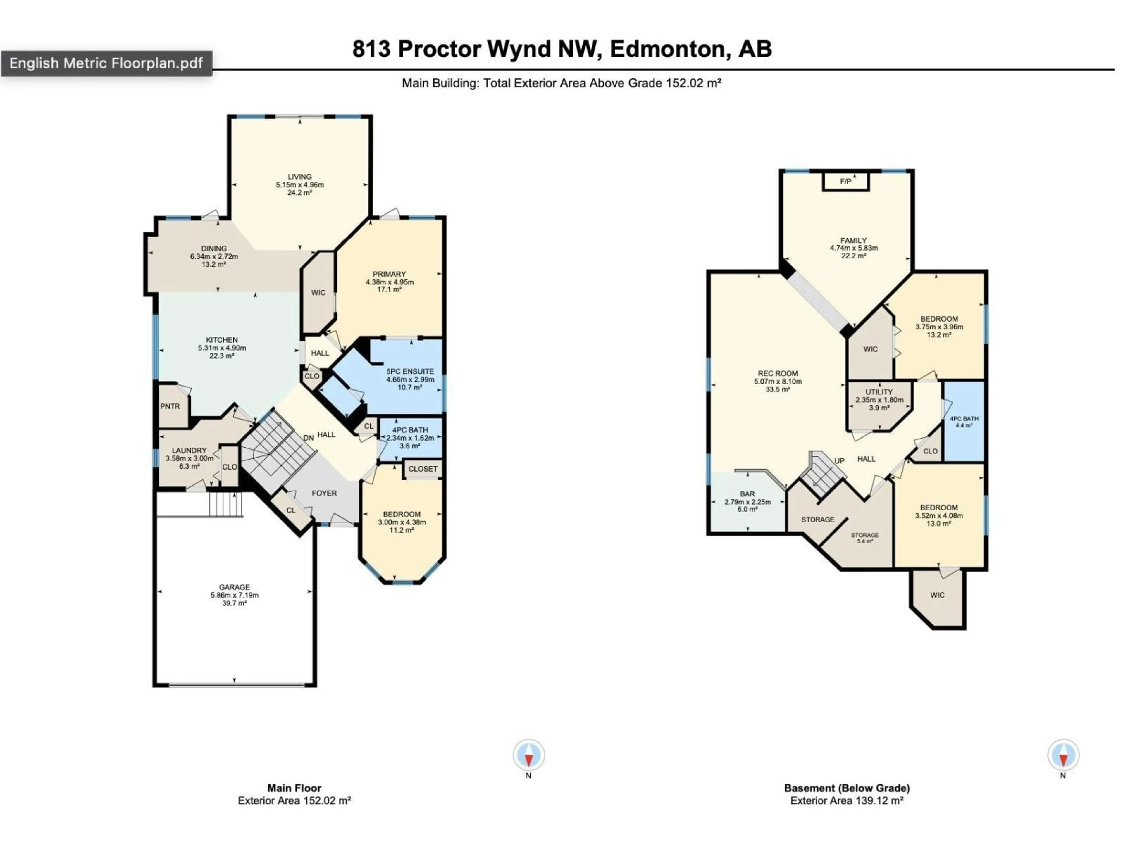 Floor plan for 813 PROCTOR WD, Edmonton Alberta T5T6H2