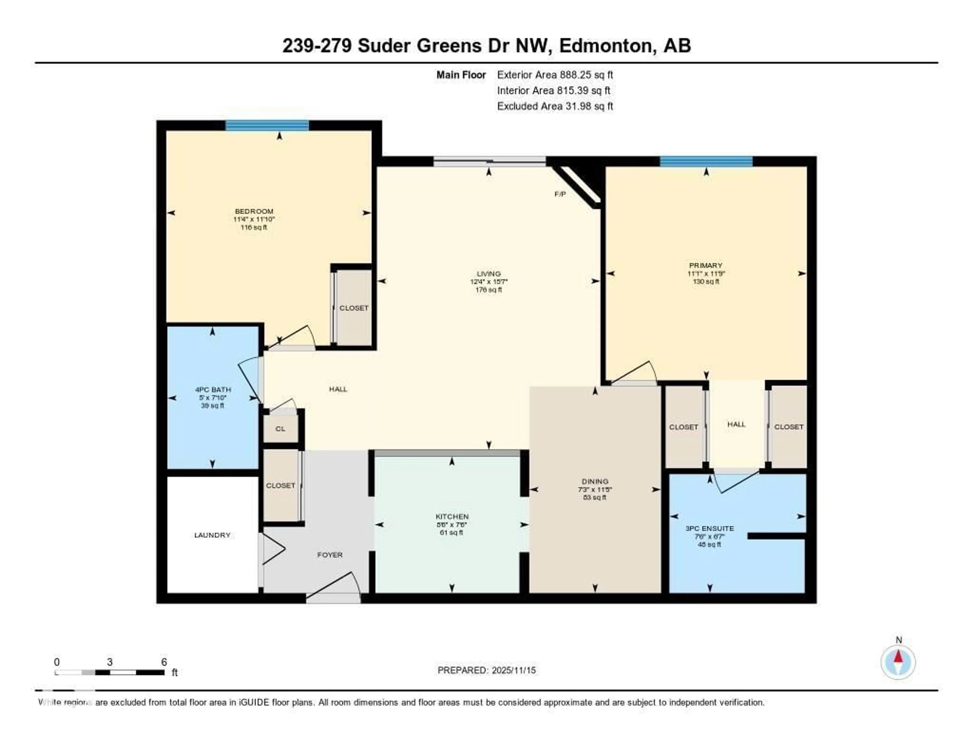 Floor plan for #239 - 279 SUDER GREENS DR, Edmonton Alberta T5T6X6
