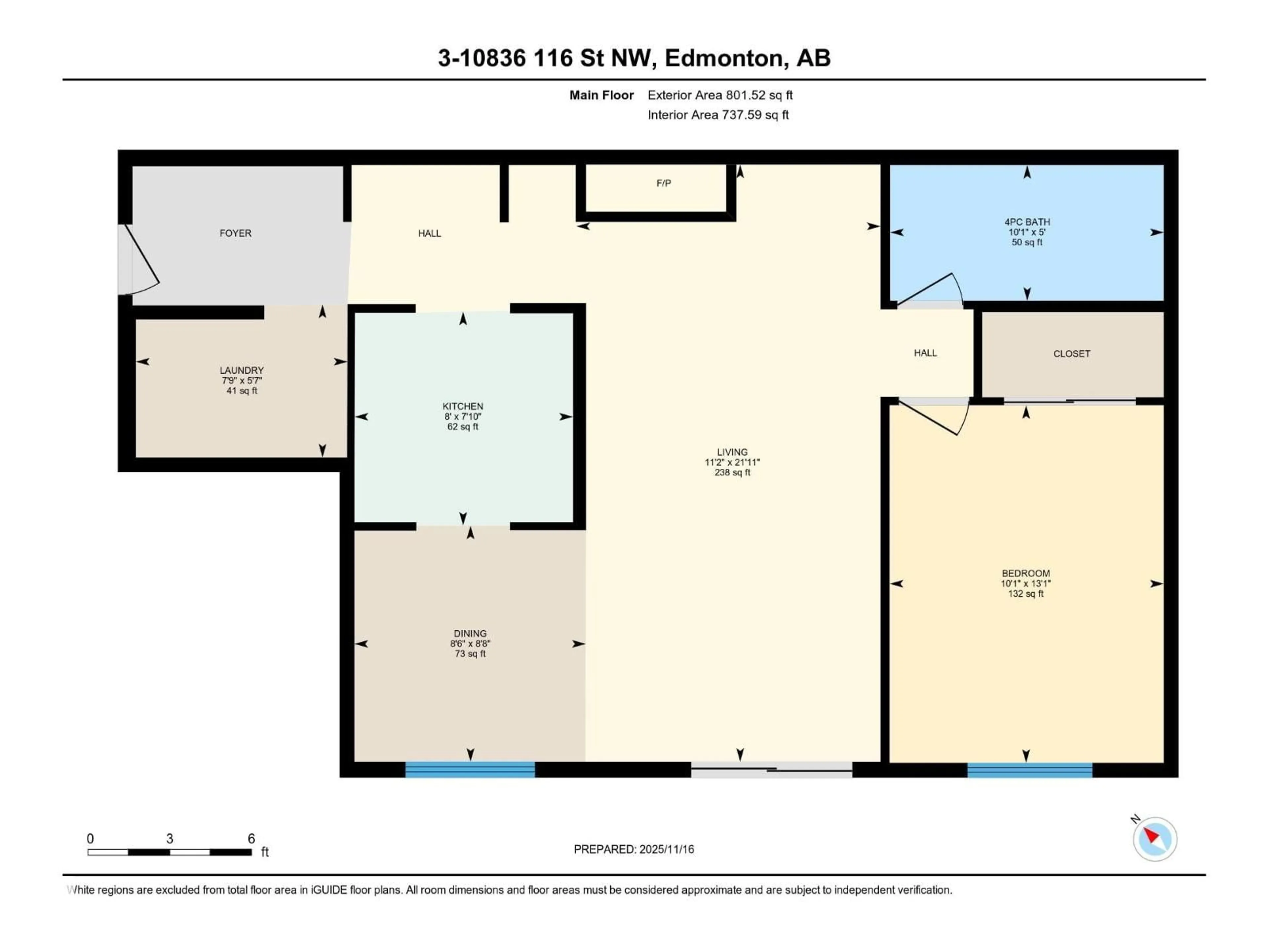 Floor plan for #3 - 10836 116 ST, Edmonton Alberta T5H3N5