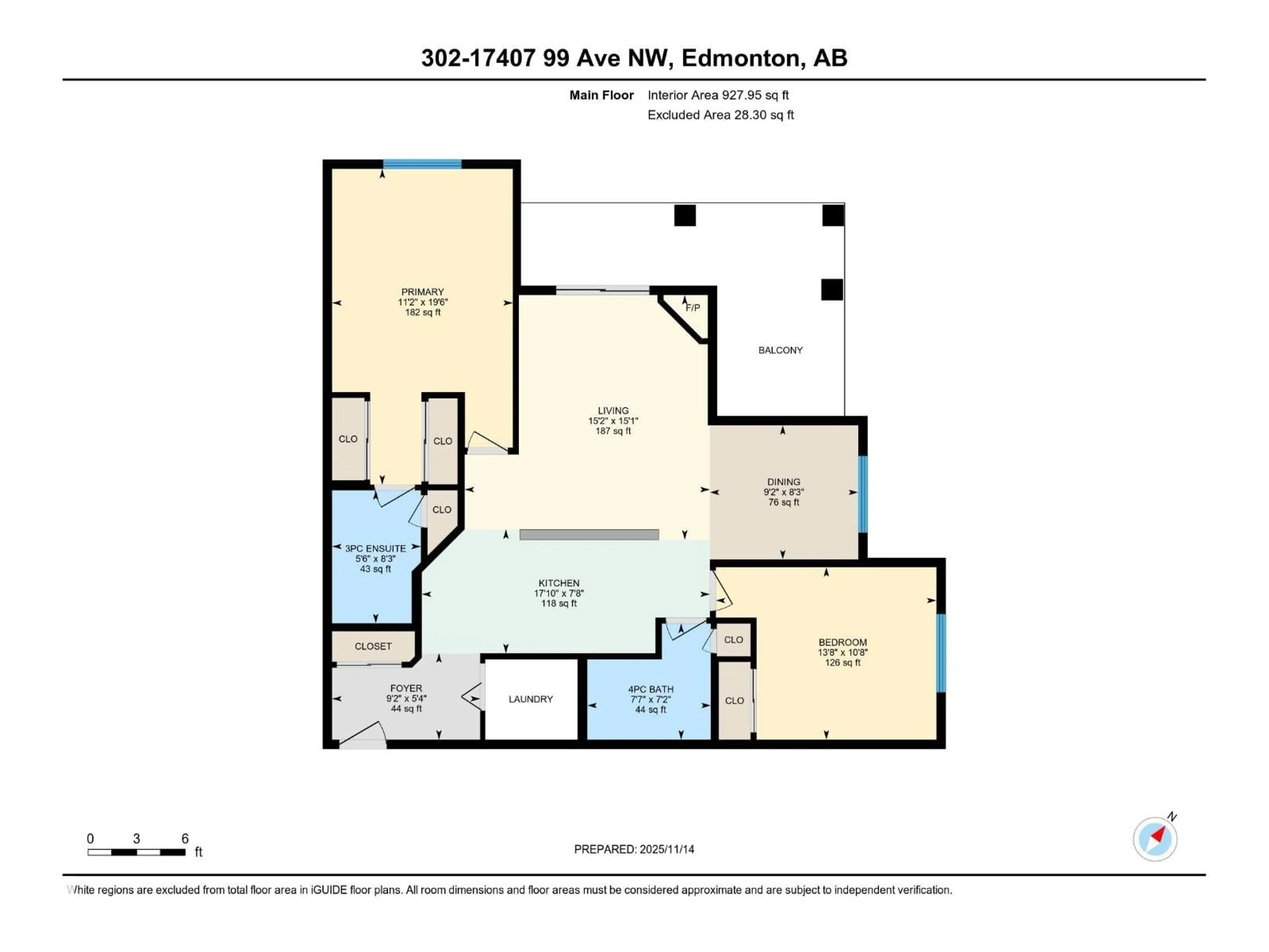 Floor plan for #302 - 17407 99 AV, Edmonton Alberta T5T0W7