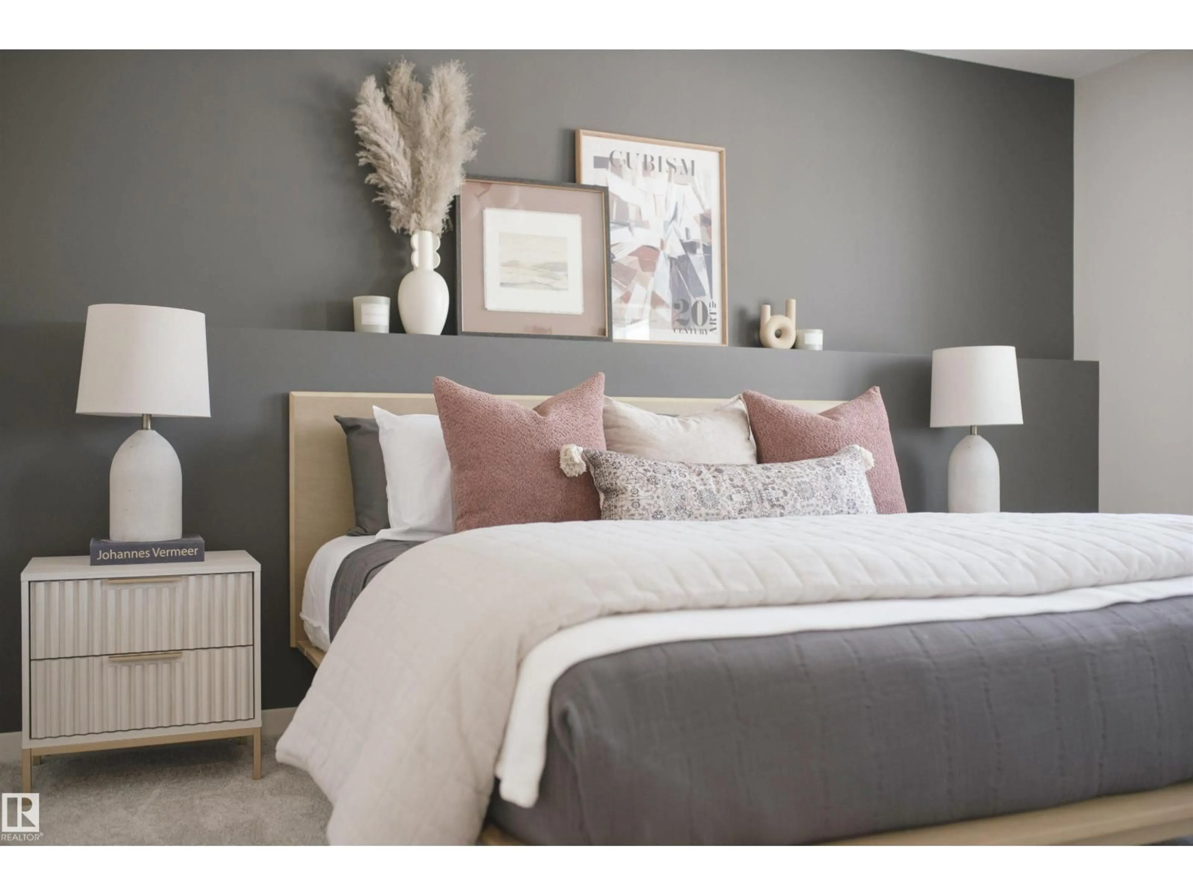 Bedroom with bed, wood/laminate floor for 2323 160 ST, Edmonton Alberta T6W4E5