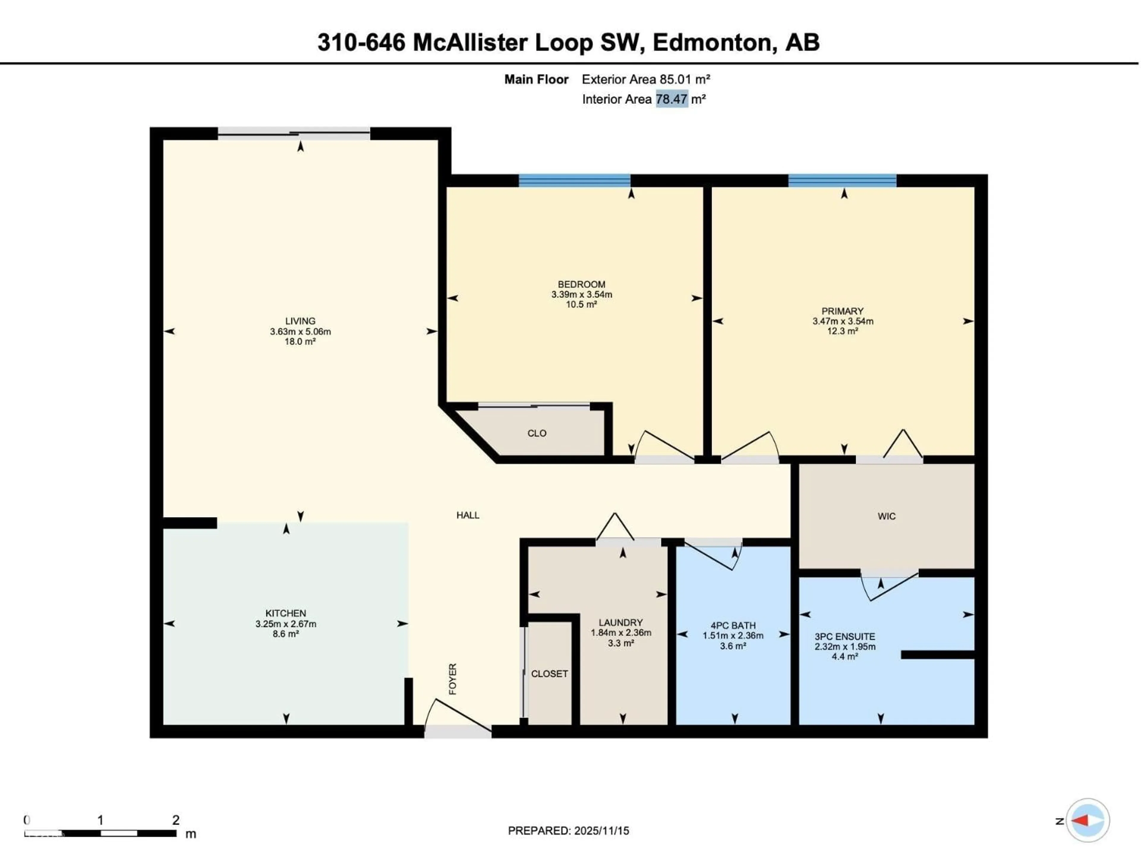 Floor plan for 310 - 646 MCALLISTER LO, Edmonton Alberta T6W0B5