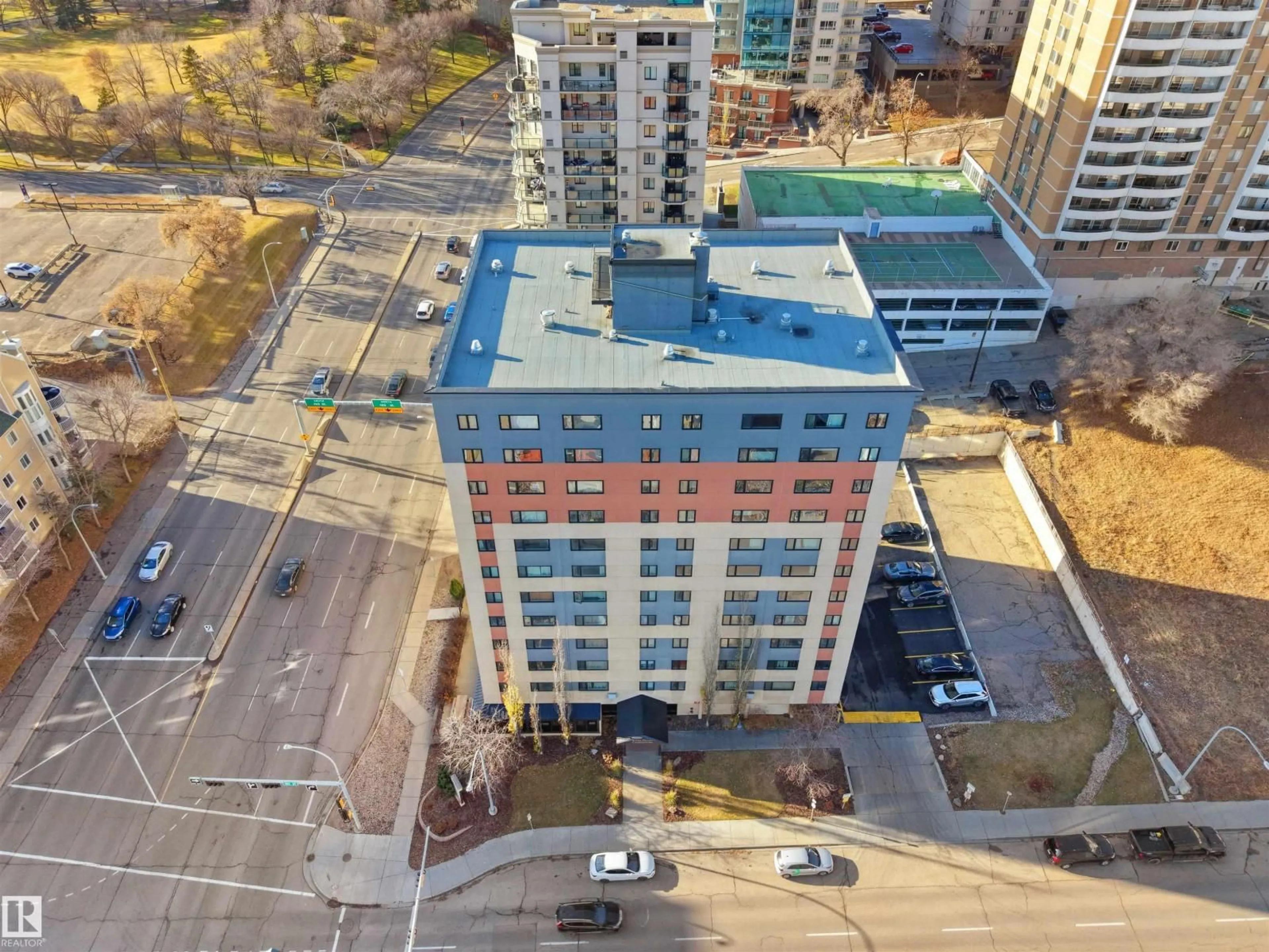 A pic from outside/outdoor area/front of a property/back of a property/a pic from drone, city buildings view from balcony for #307 - 9710 105 STREET ST, Edmonton Alberta T5K1A4