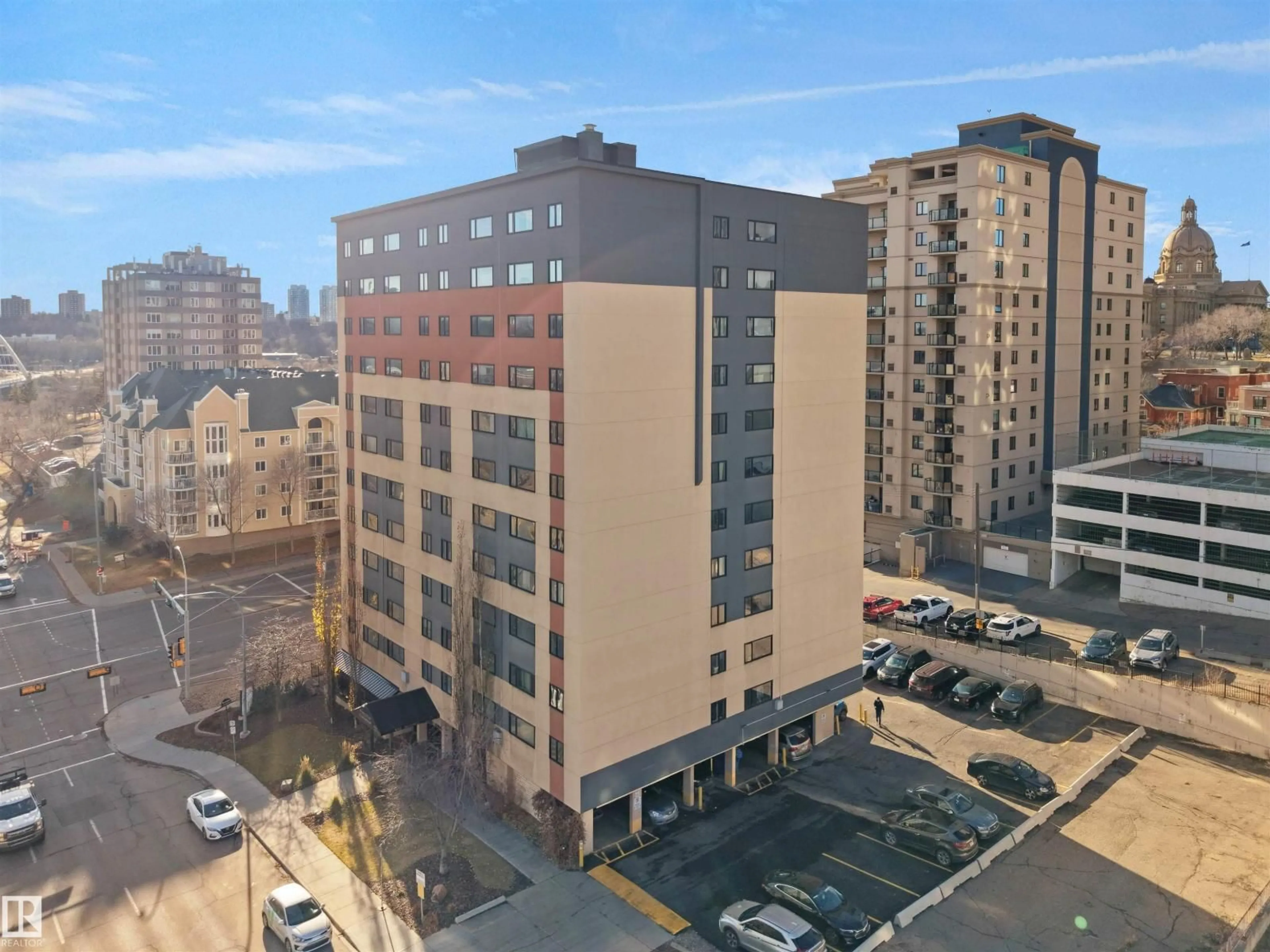 A pic from outside/outdoor area/front of a property/back of a property/a pic from drone, city buildings view from balcony for #603 - 9710 105 STREET, Edmonton Alberta T5K1A4