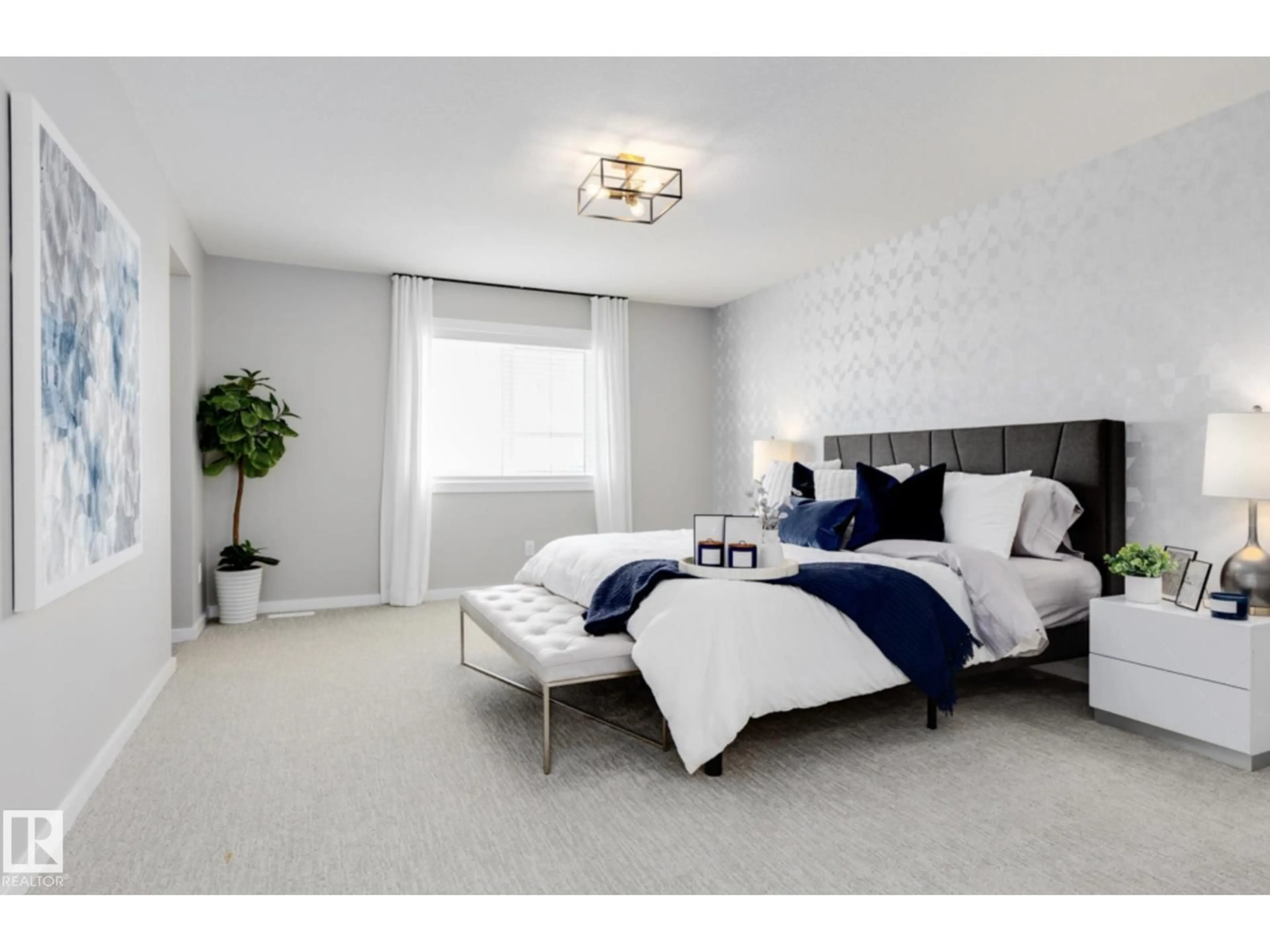 Bedroom with bed, unknown for NW - 17444 2 ST, Edmonton Alberta T5Y4G6