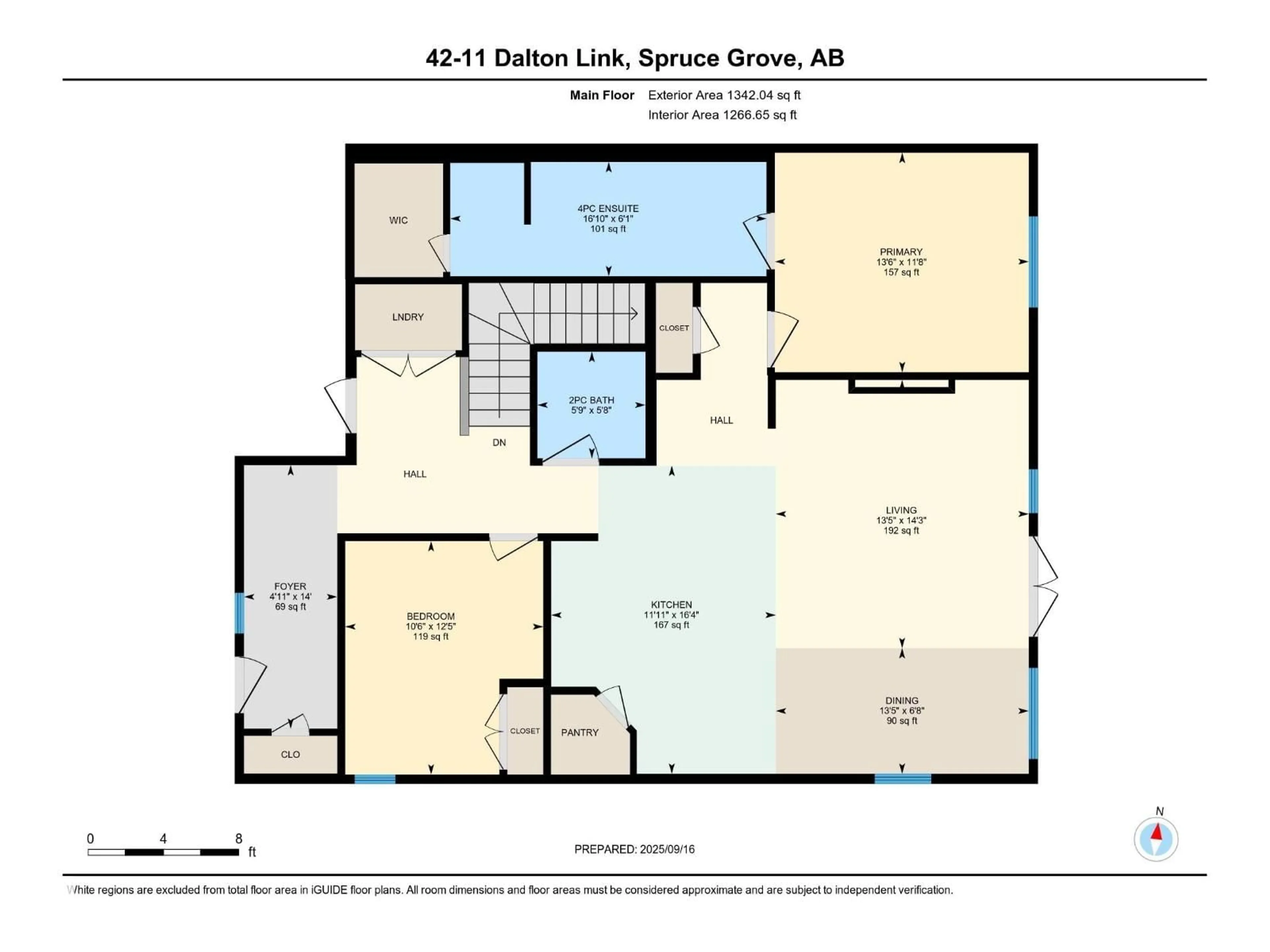 Floor plan for #42 - 11 DALTON LI, Spruce Grove Alberta T7X4C4