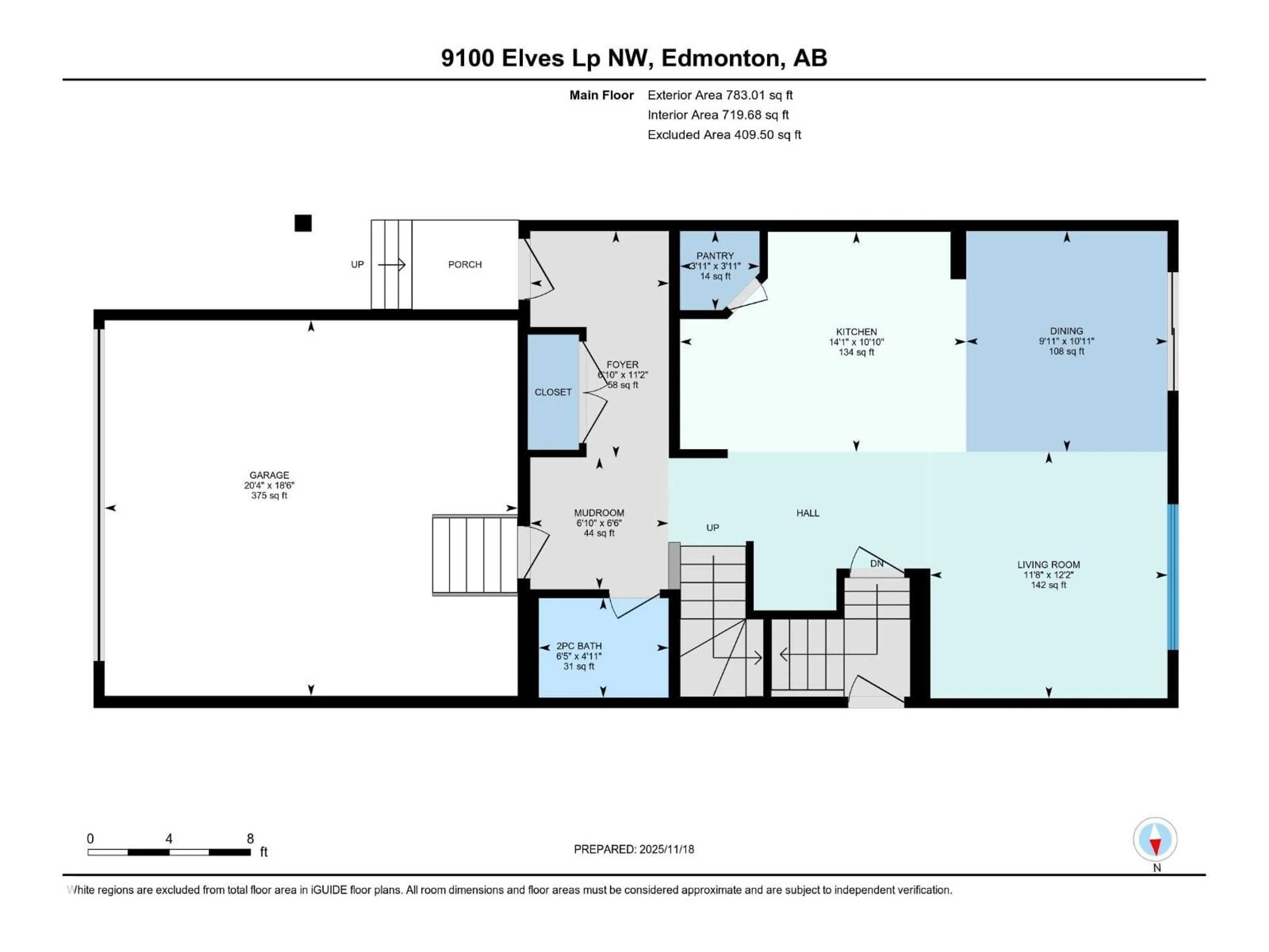 Floor plan for NW - 9100 ELVES LO, Edmonton Alberta T6M3G2
