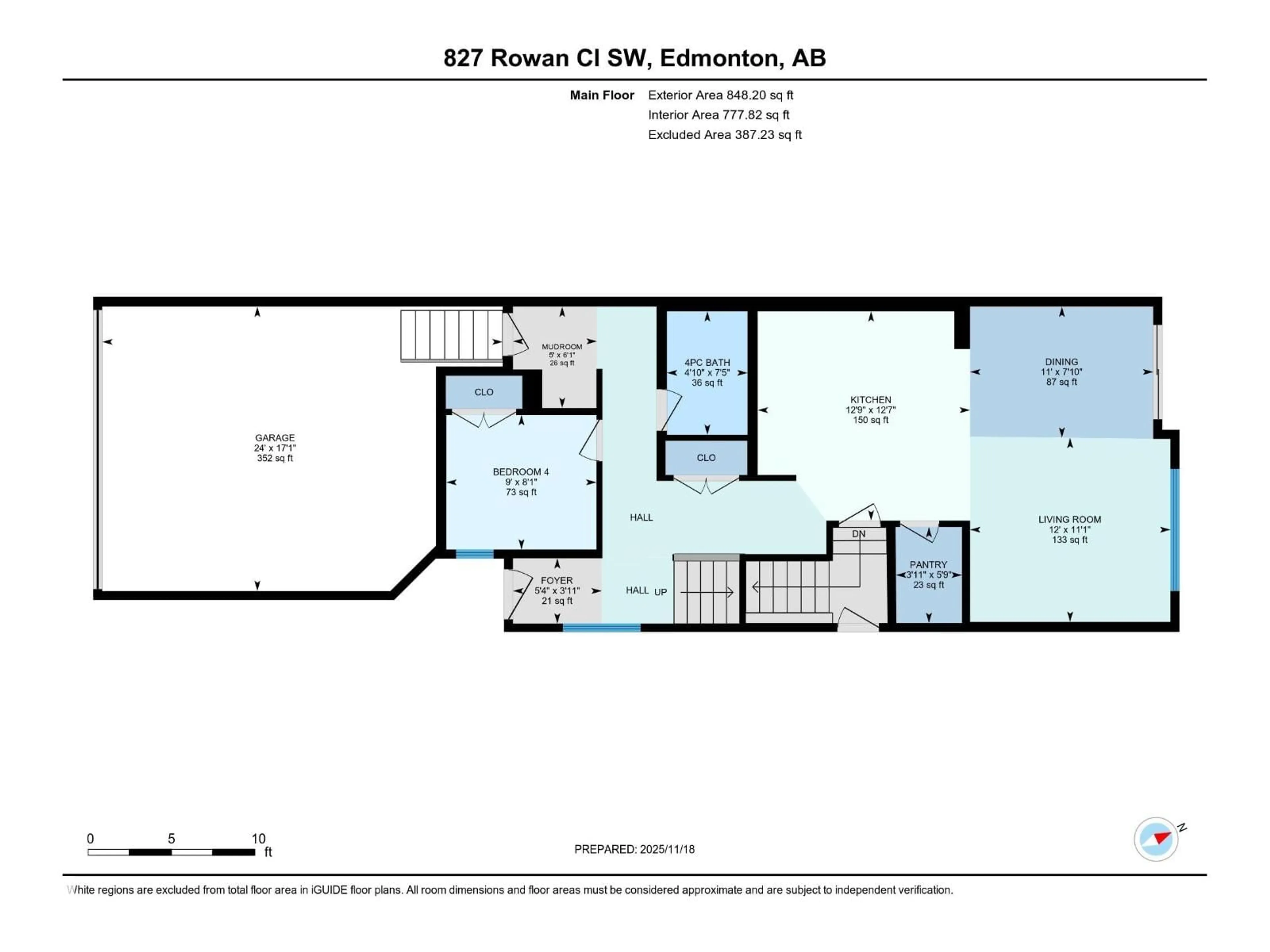 Floor plan for 827 ROWAN CL, Edmonton Alberta T6X3J4