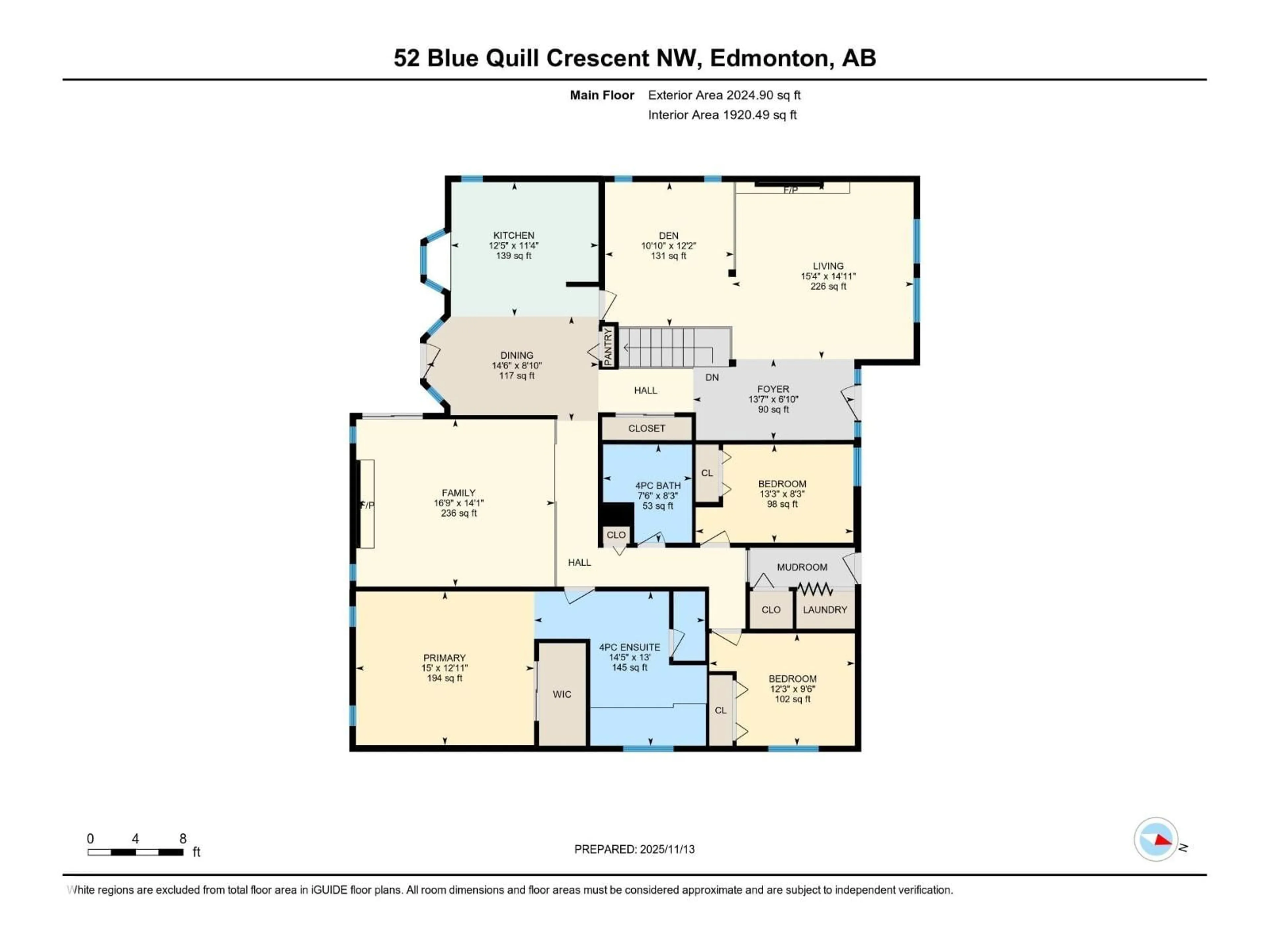 Floor plan for 52 BLUE QUILL CR, Edmonton Alberta T6J6C4