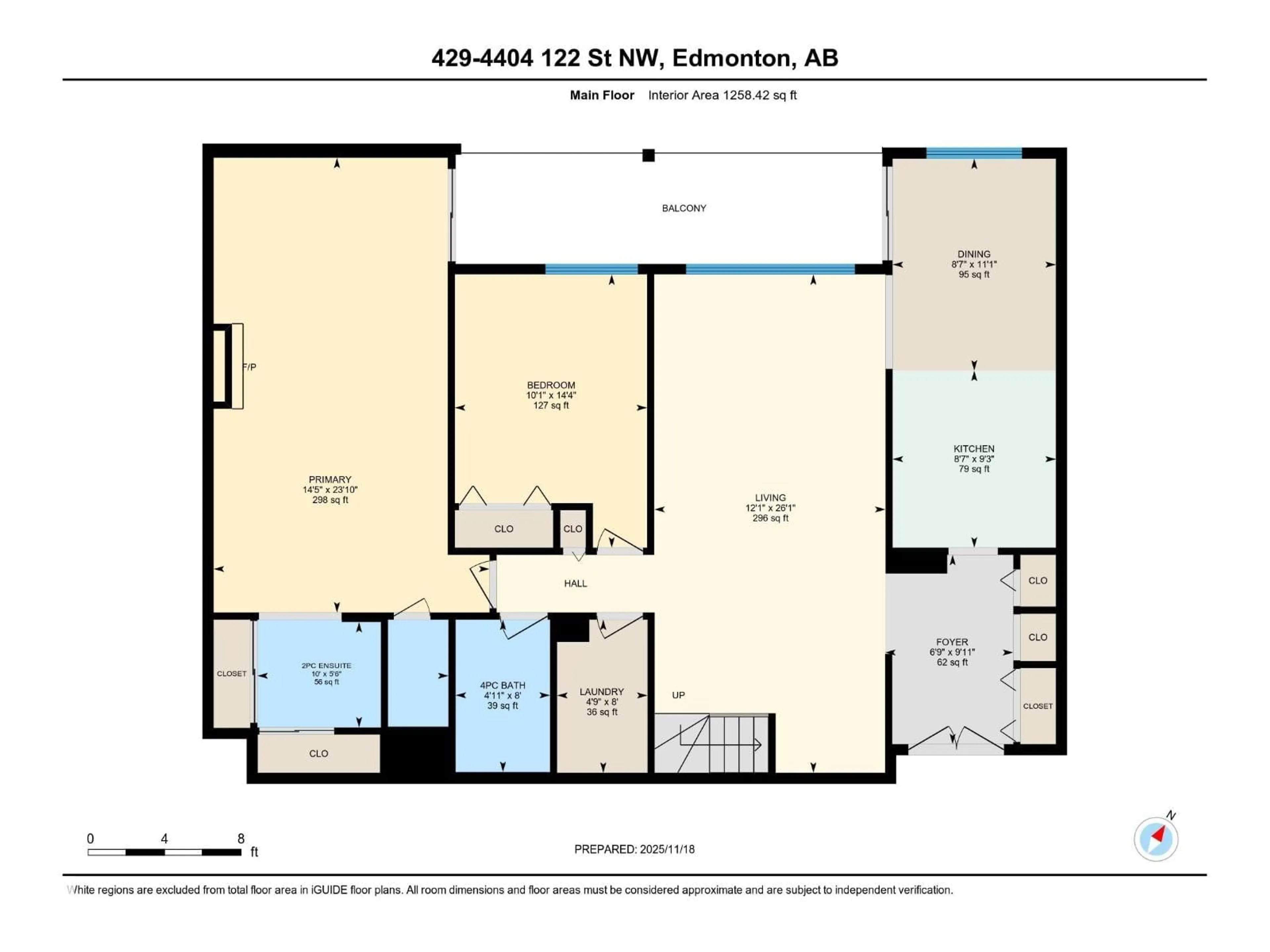 Floor plan for 429 - 4404 122 ST, Edmonton Alberta T6J4A9