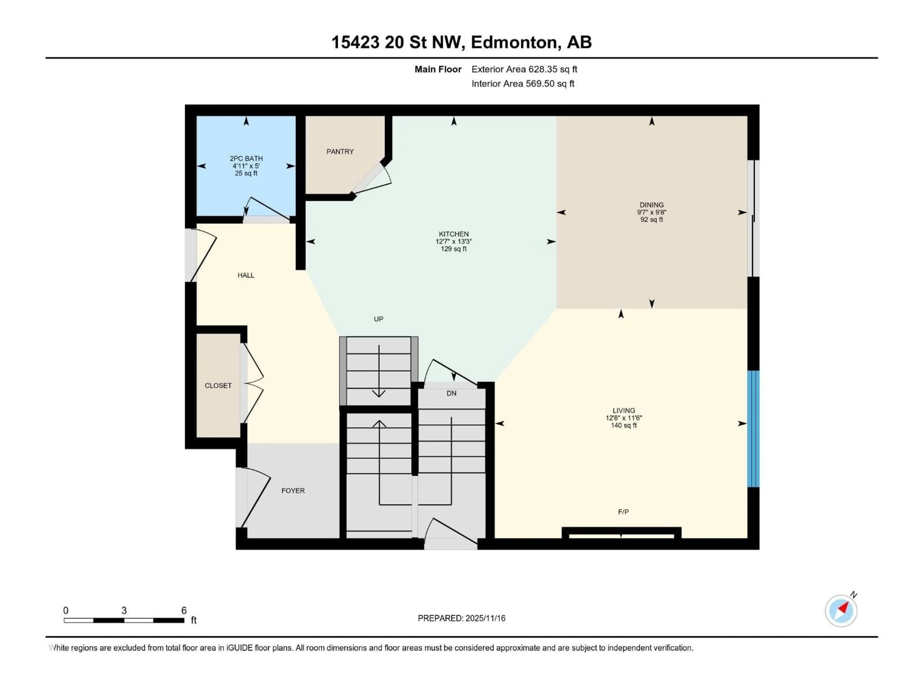 Floor plan for NW - 15423 20 ST, Edmonton Alberta T5Y4H8