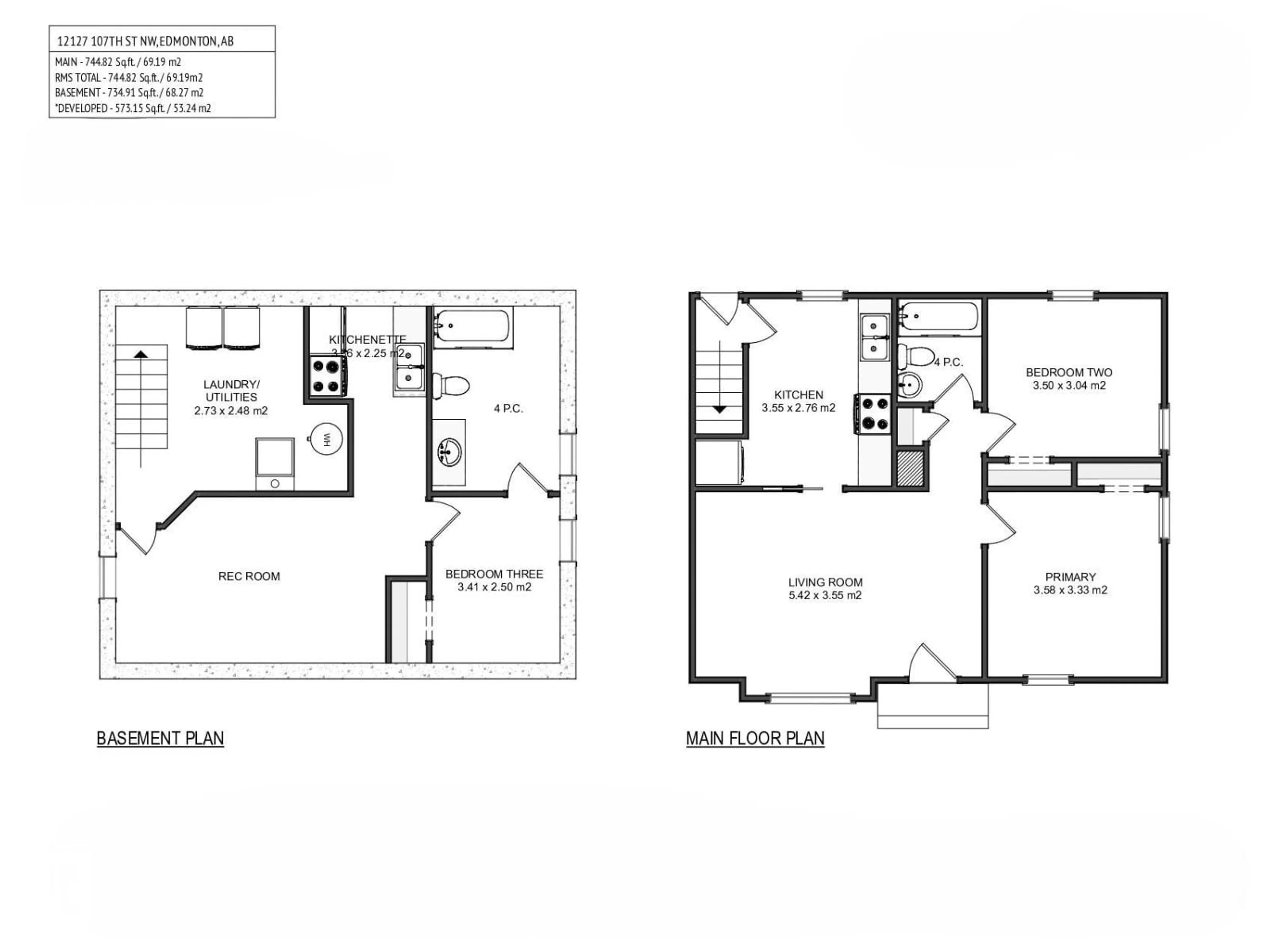 Floor plan for 12127 107 ST, Edmonton Alberta T5G2S8