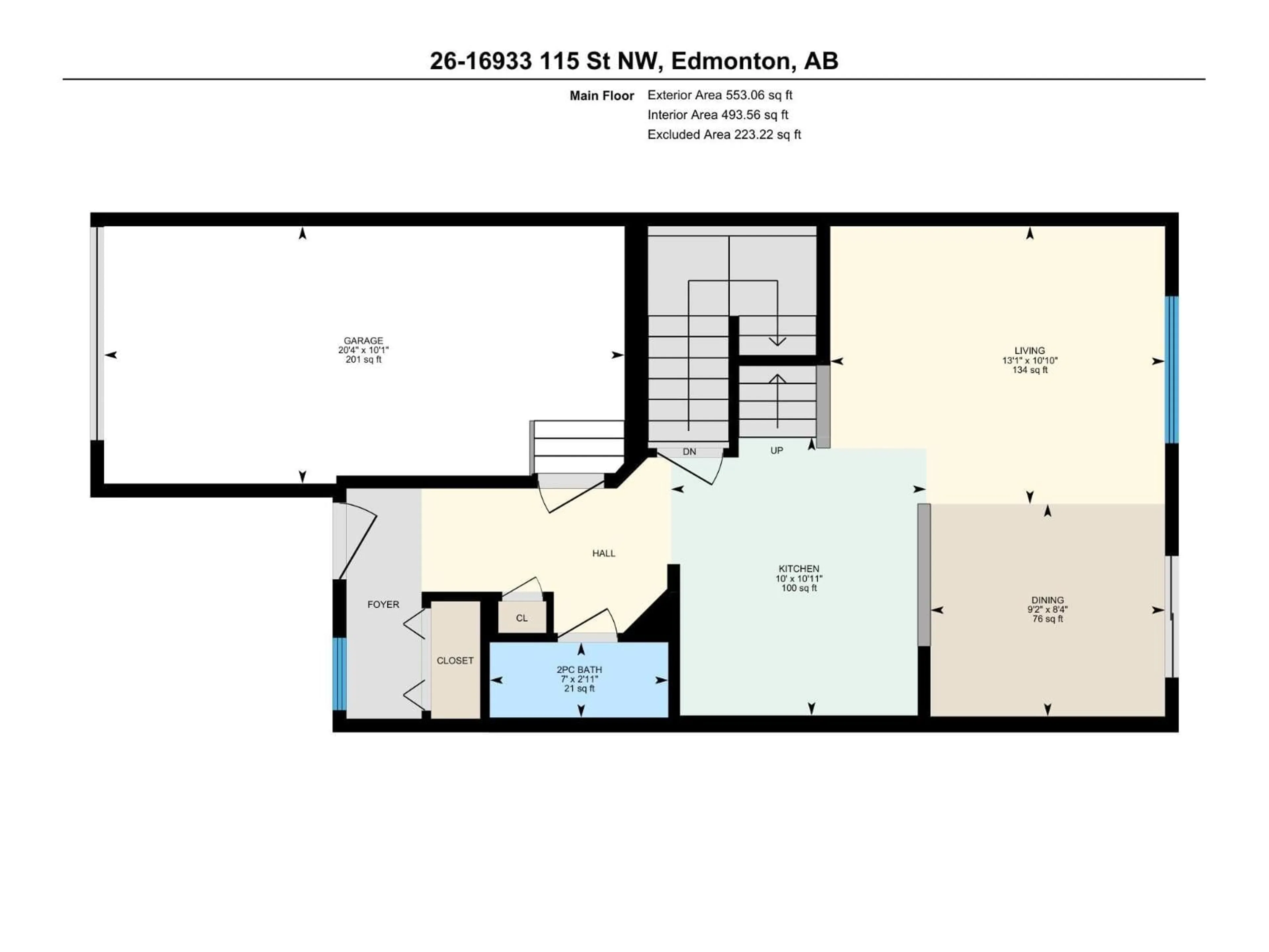 Floor plan for #26 - 16933 115 ST, Edmonton Alberta T5X6E5