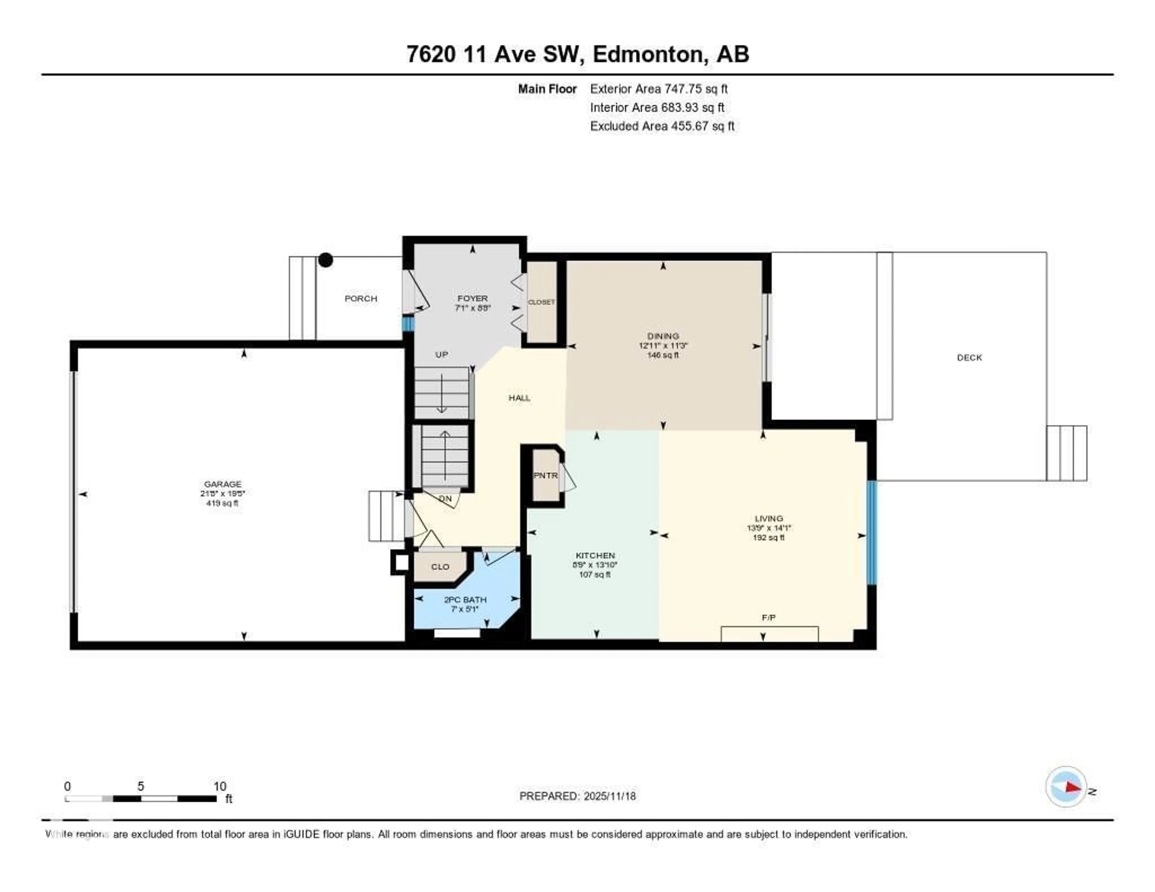 Floor plan for 7620 11 AV, Edmonton Alberta T6X1M7