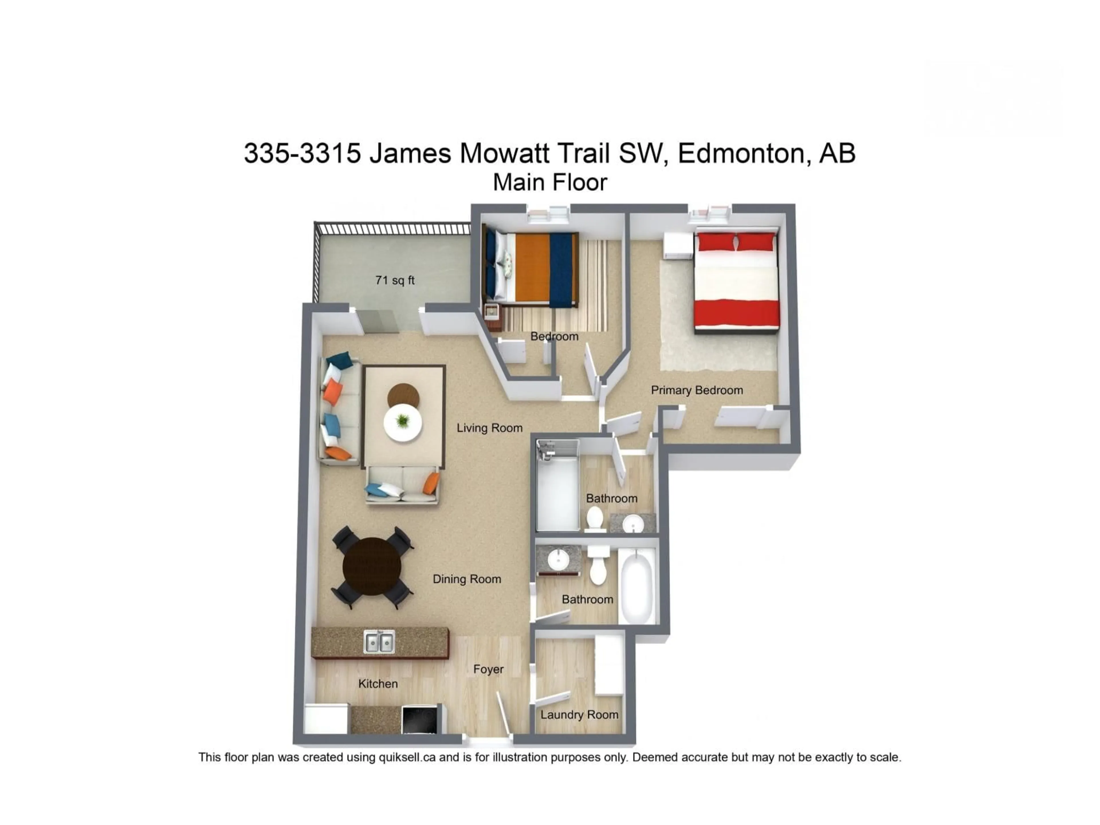 Floor plan for #335 - 3315 JAMES MOWATT TR, Edmonton Alberta T6W3L9