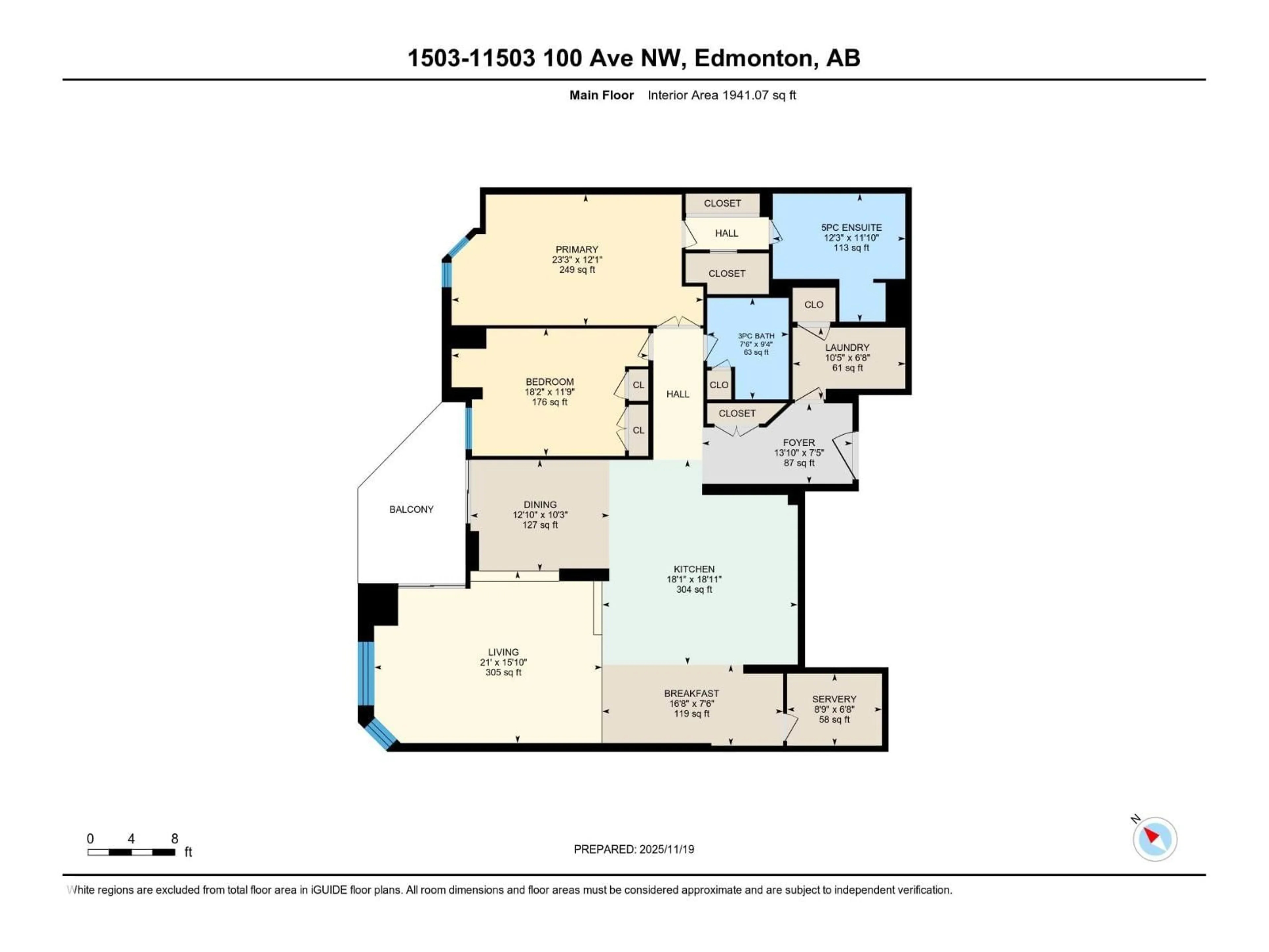 Floor plan for 11503 - 1503 100 AV, Edmonton Alberta T5K2K7