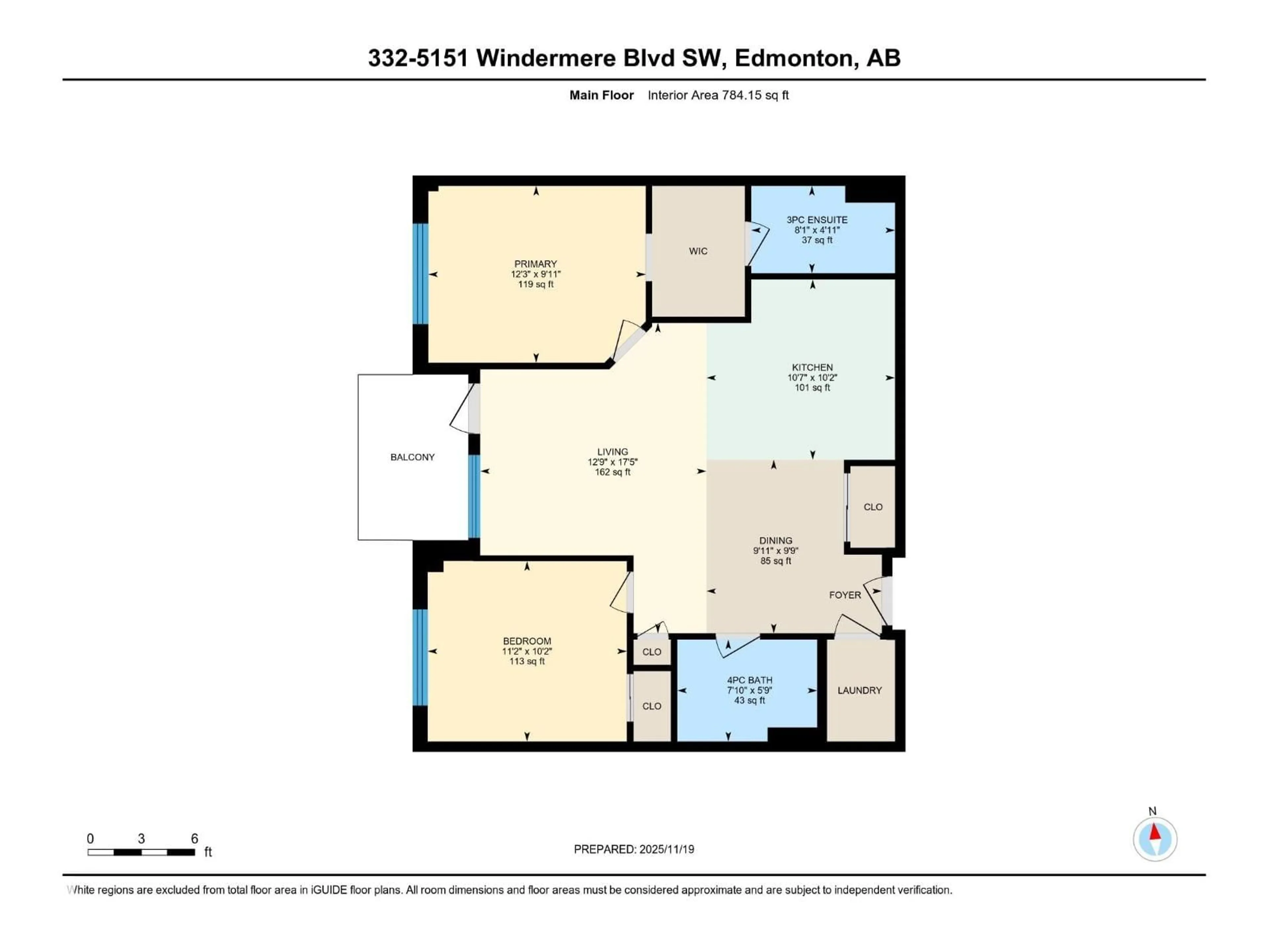 Floor plan for #332 - 5151 WINDERMERE BV, Edmonton Alberta T6W2K4