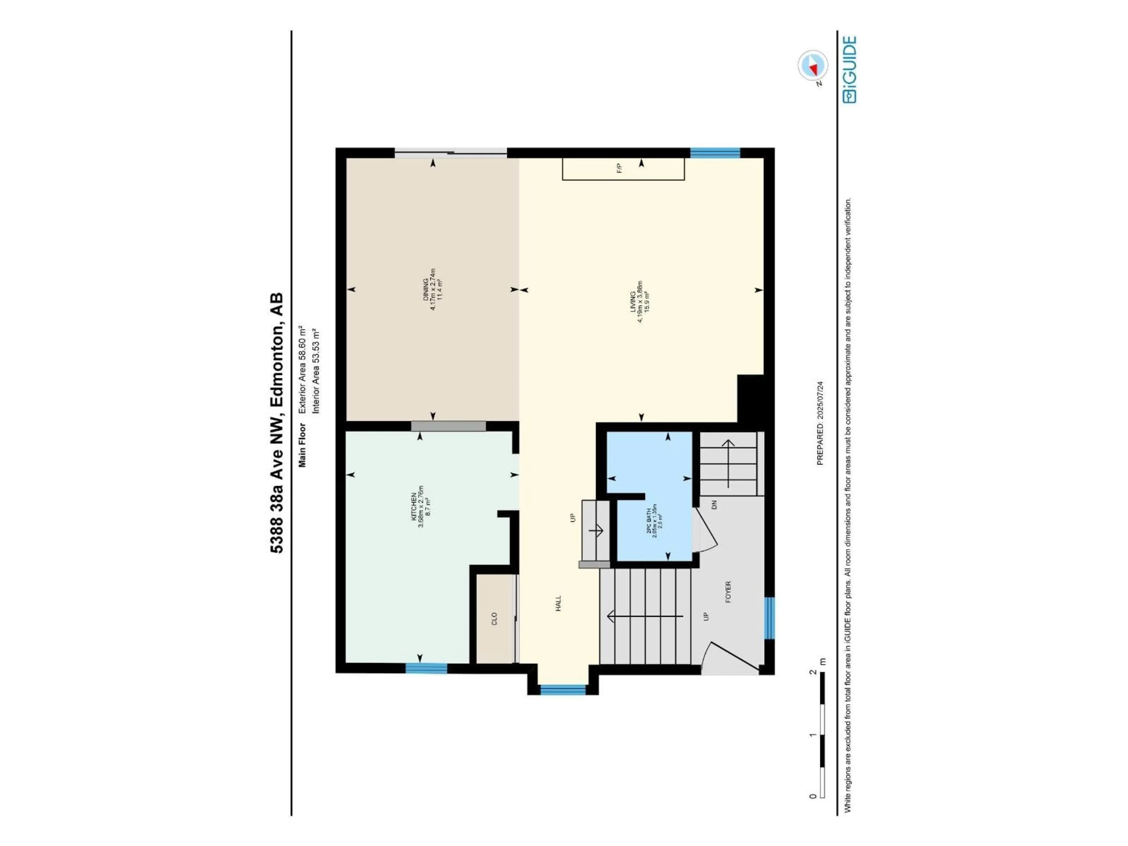 Floor plan for 5388 38A AV NW, Edmonton Alberta T6L2H4