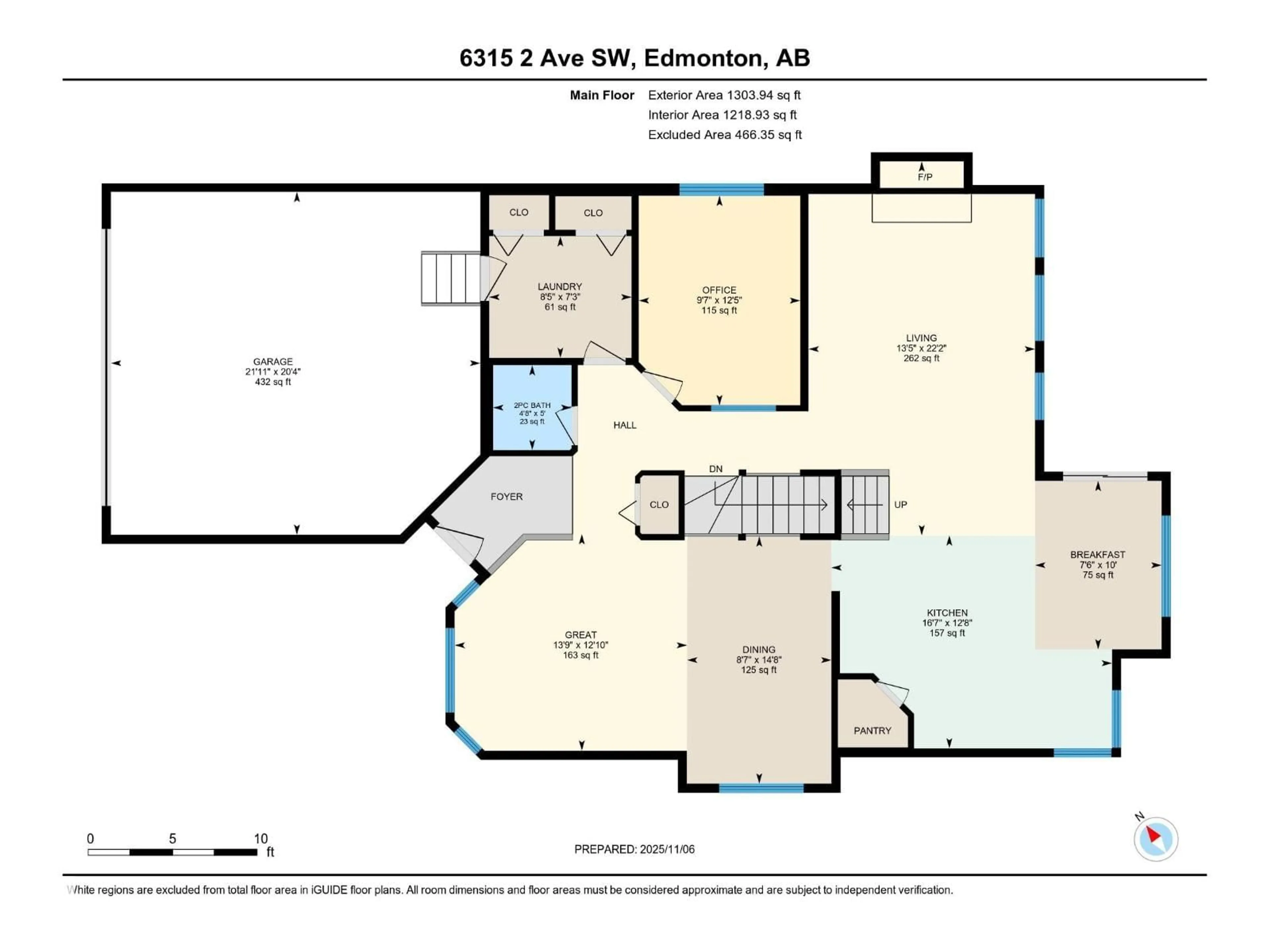 Floor plan for 6315 2 AV SW, Edmonton Alberta T6X0B8