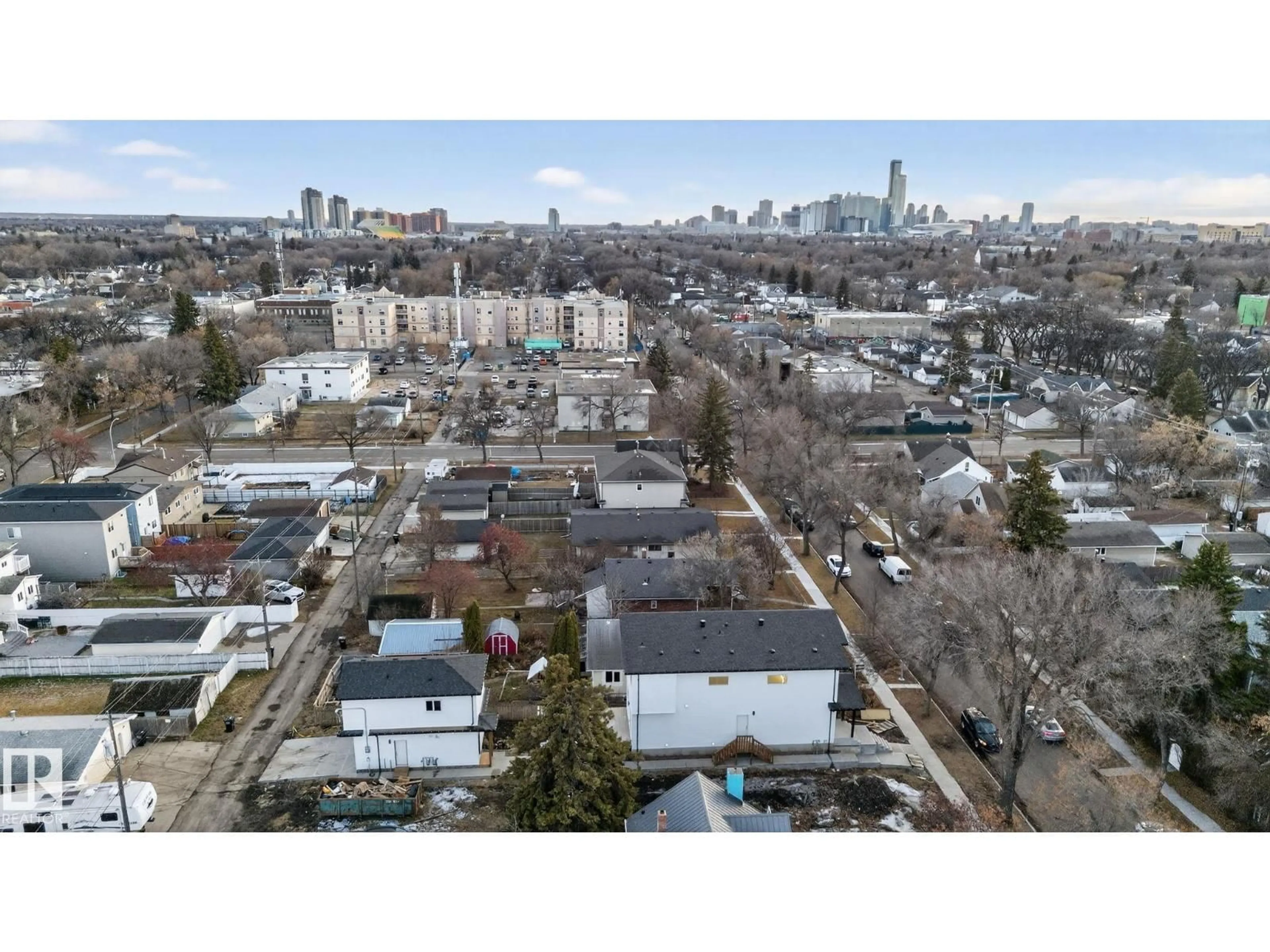 A pic from outside/outdoor area/front of a property/back of a property/a pic from drone, city buildings view from balcony for 11927 90 ST, Edmonton Alberta T5B3Y8