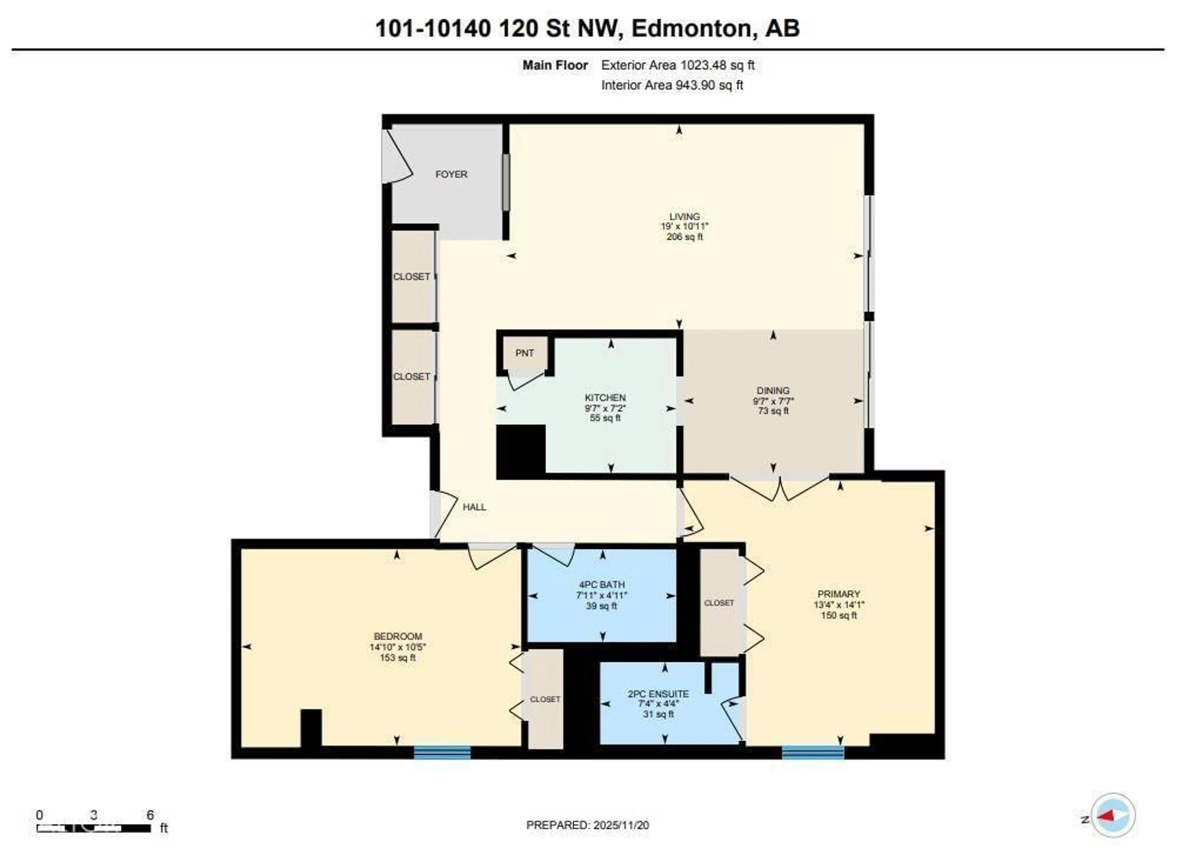 Floor plan for #101 - 10140 120 ST NW, Edmonton Alberta T5K1Z8