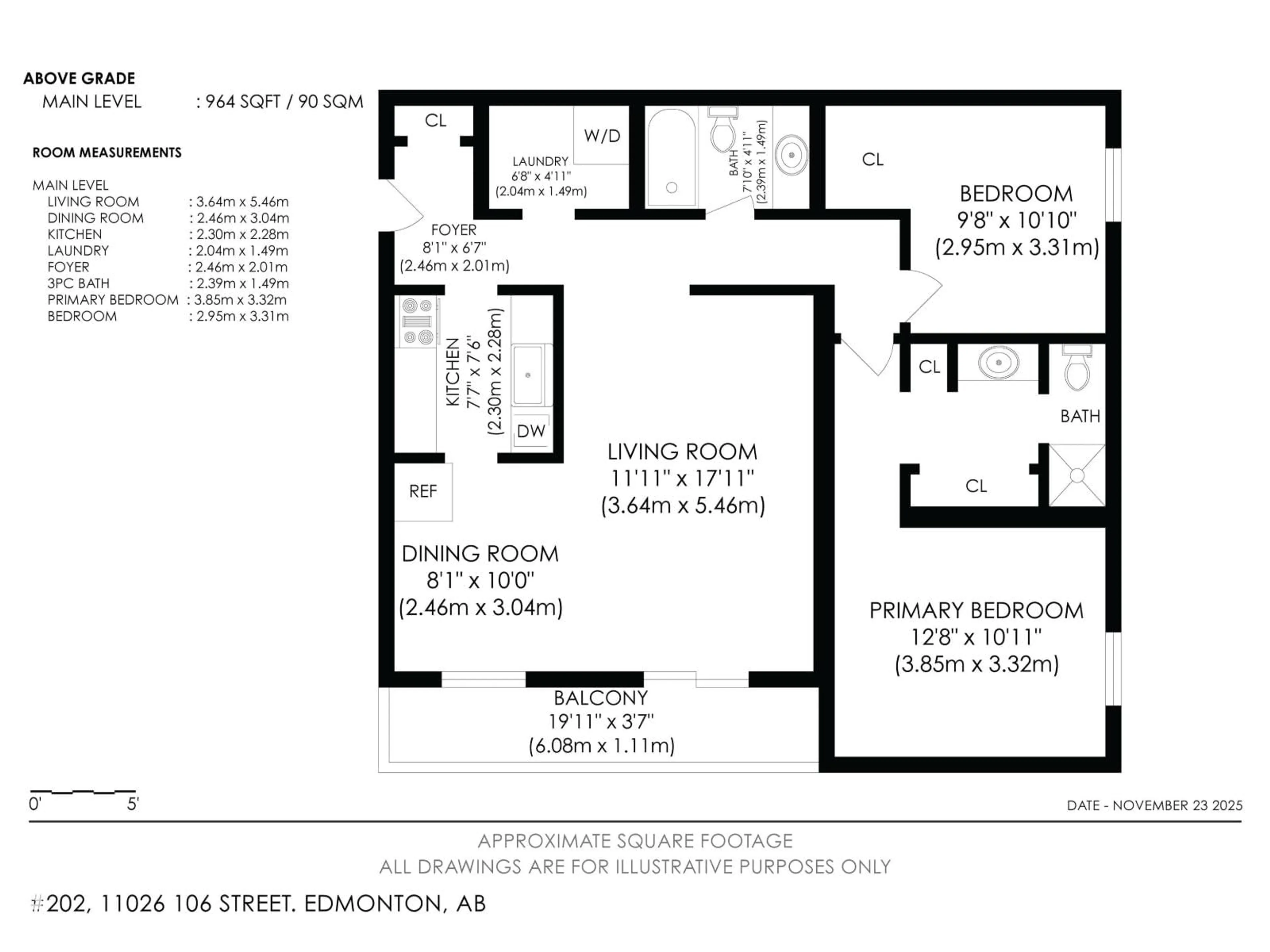 Floor plan for 202 - 11026 106 ST NW, Edmonton Alberta T5H2Y4
