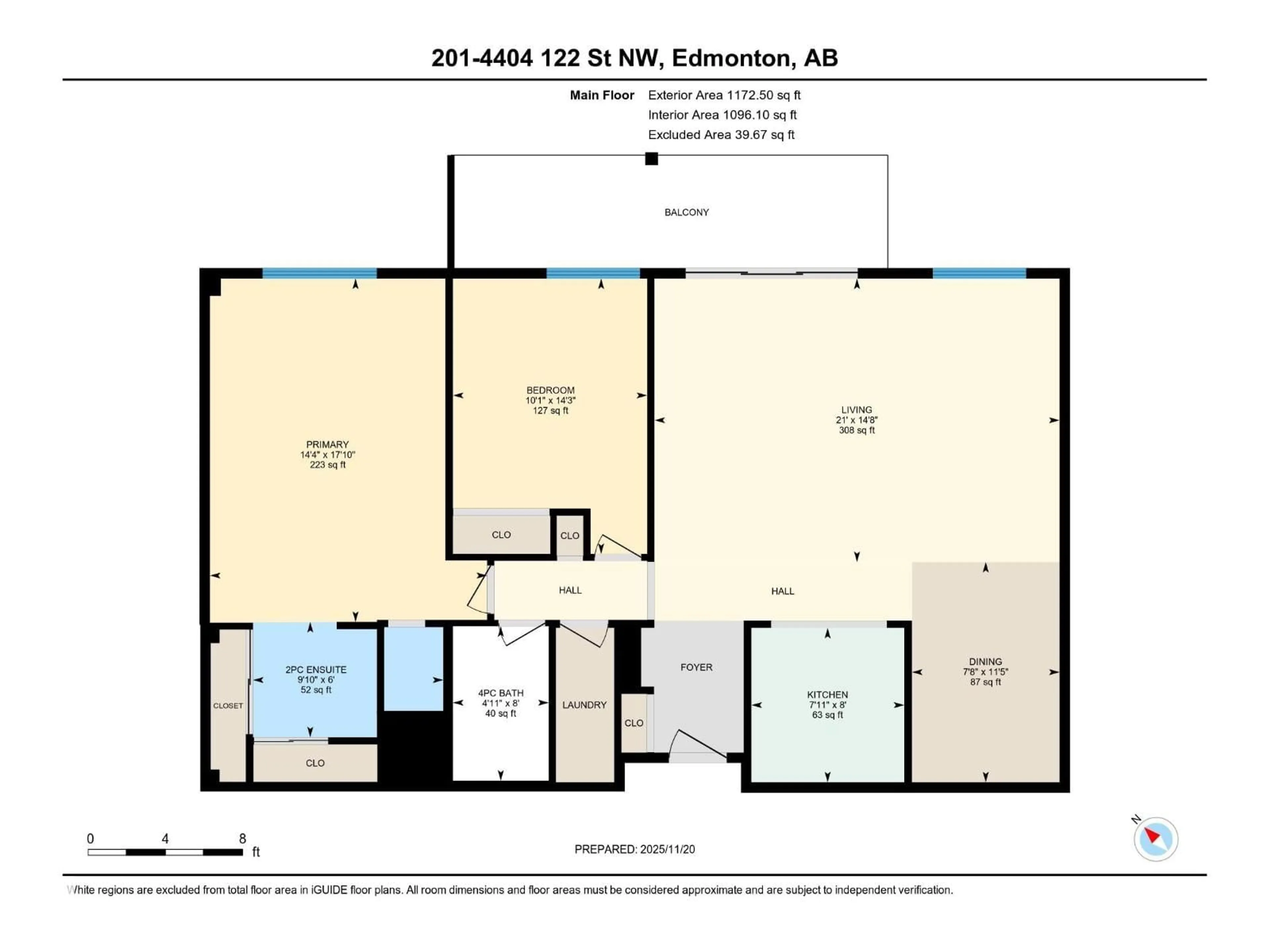 Floor plan for #201 - 4404 122 ST, Edmonton Alberta T6J4A9