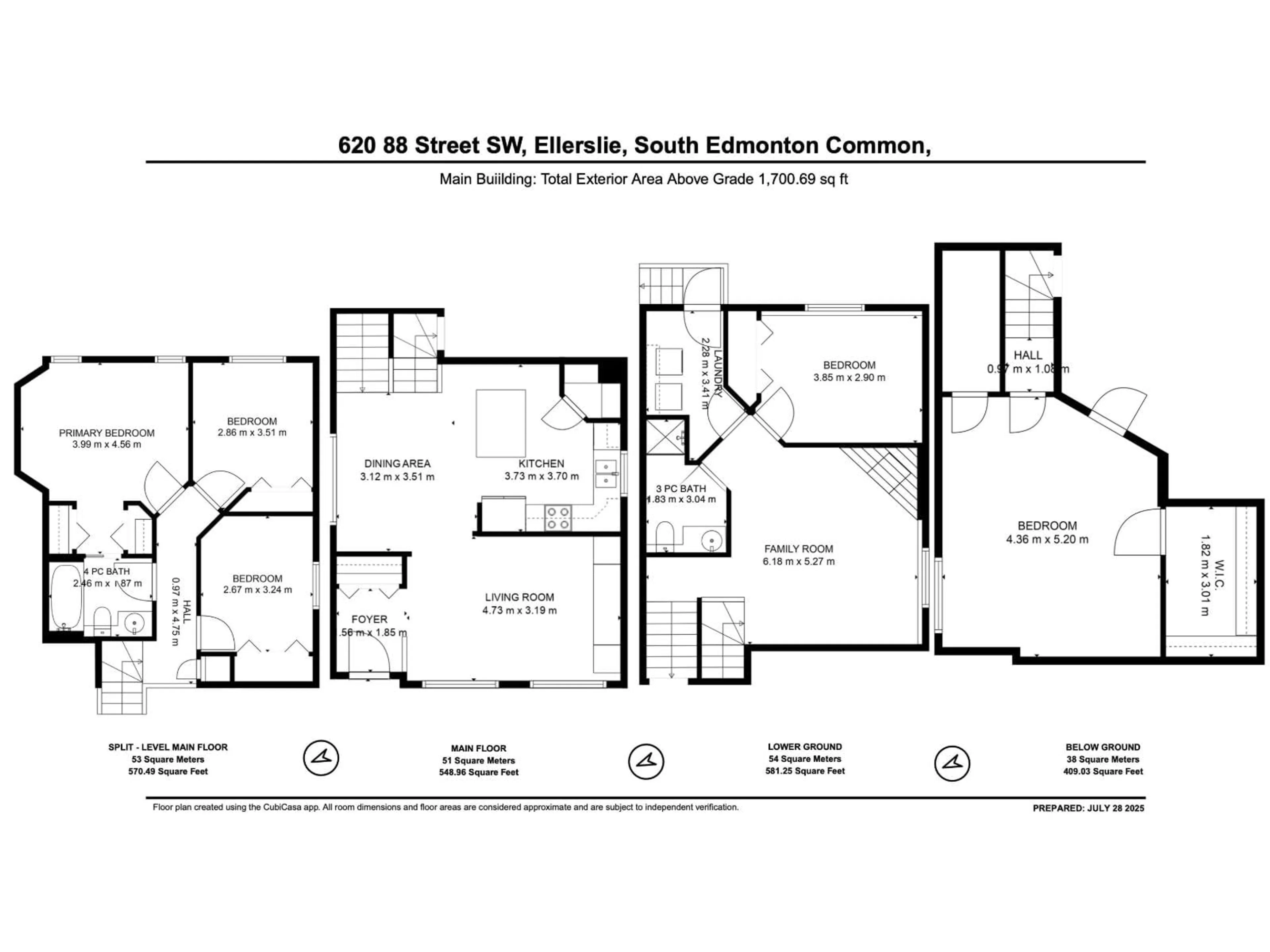 Floor plan for 620 88 ST, Edmonton Alberta T6X1E1