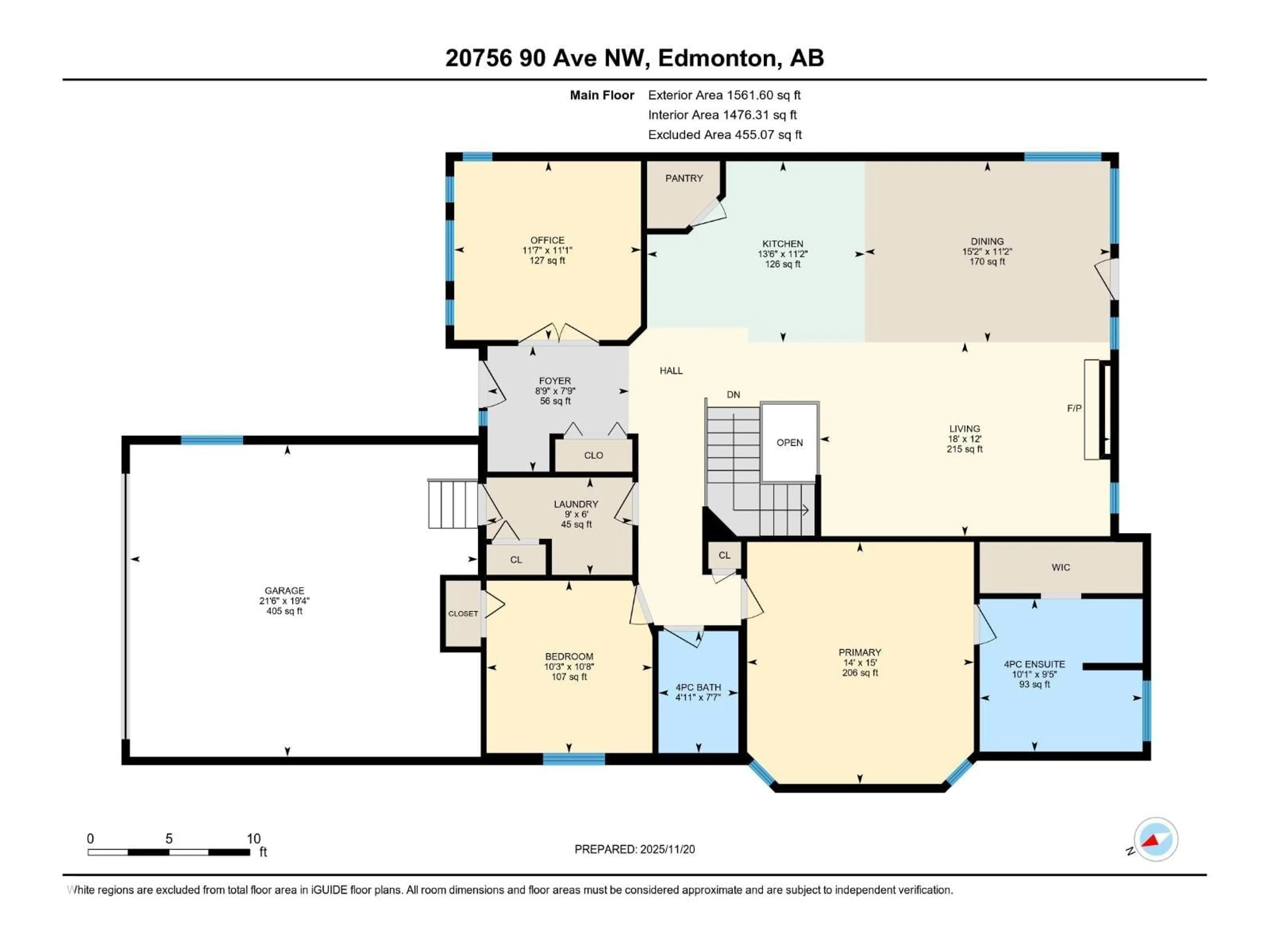 Floor plan for 20756 90 AV, Edmonton Alberta T5T1T4