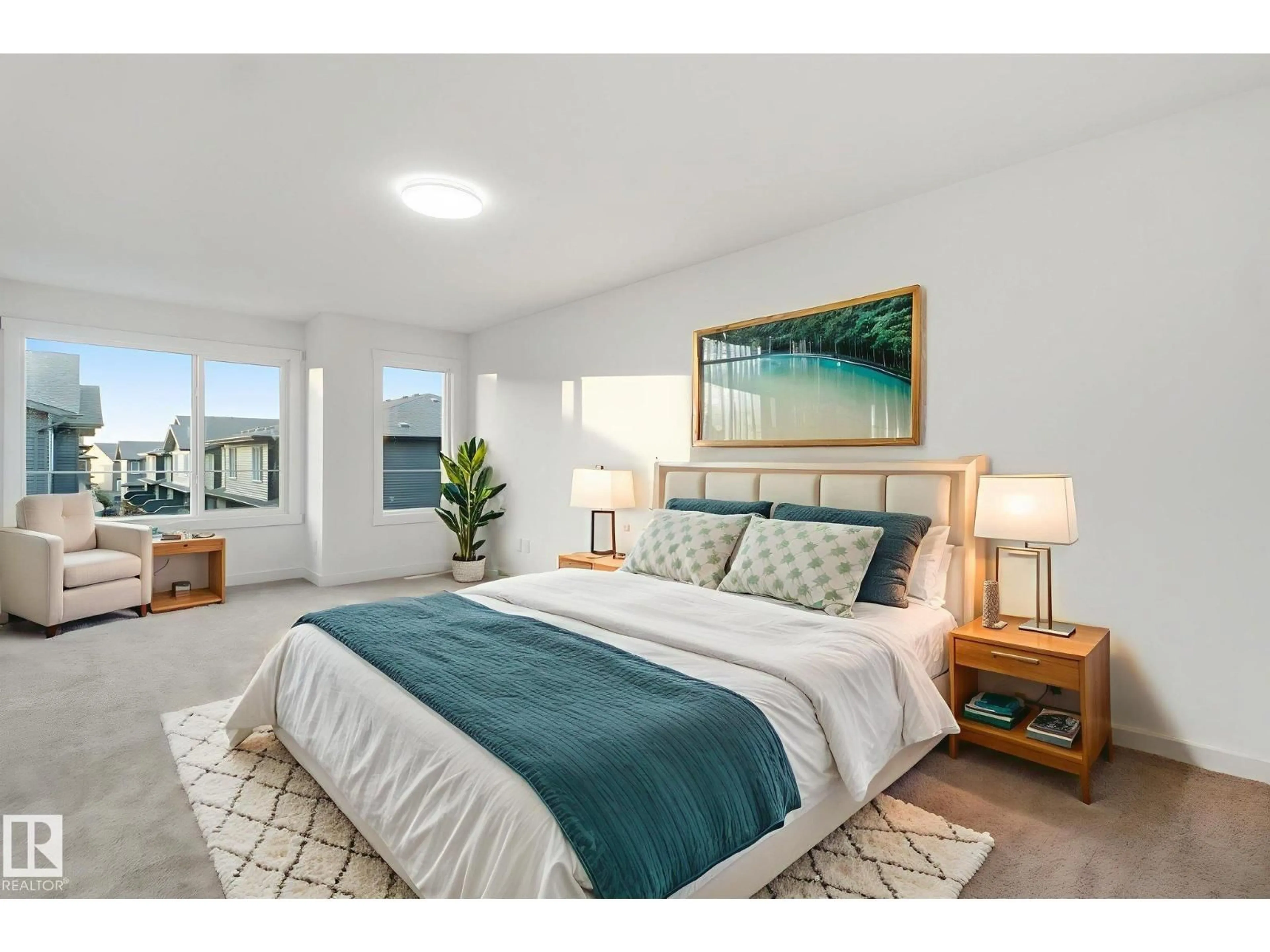 Bedroom with bed, unknown for #7 - 2710 66 ST, Edmonton Alberta T6X3H4