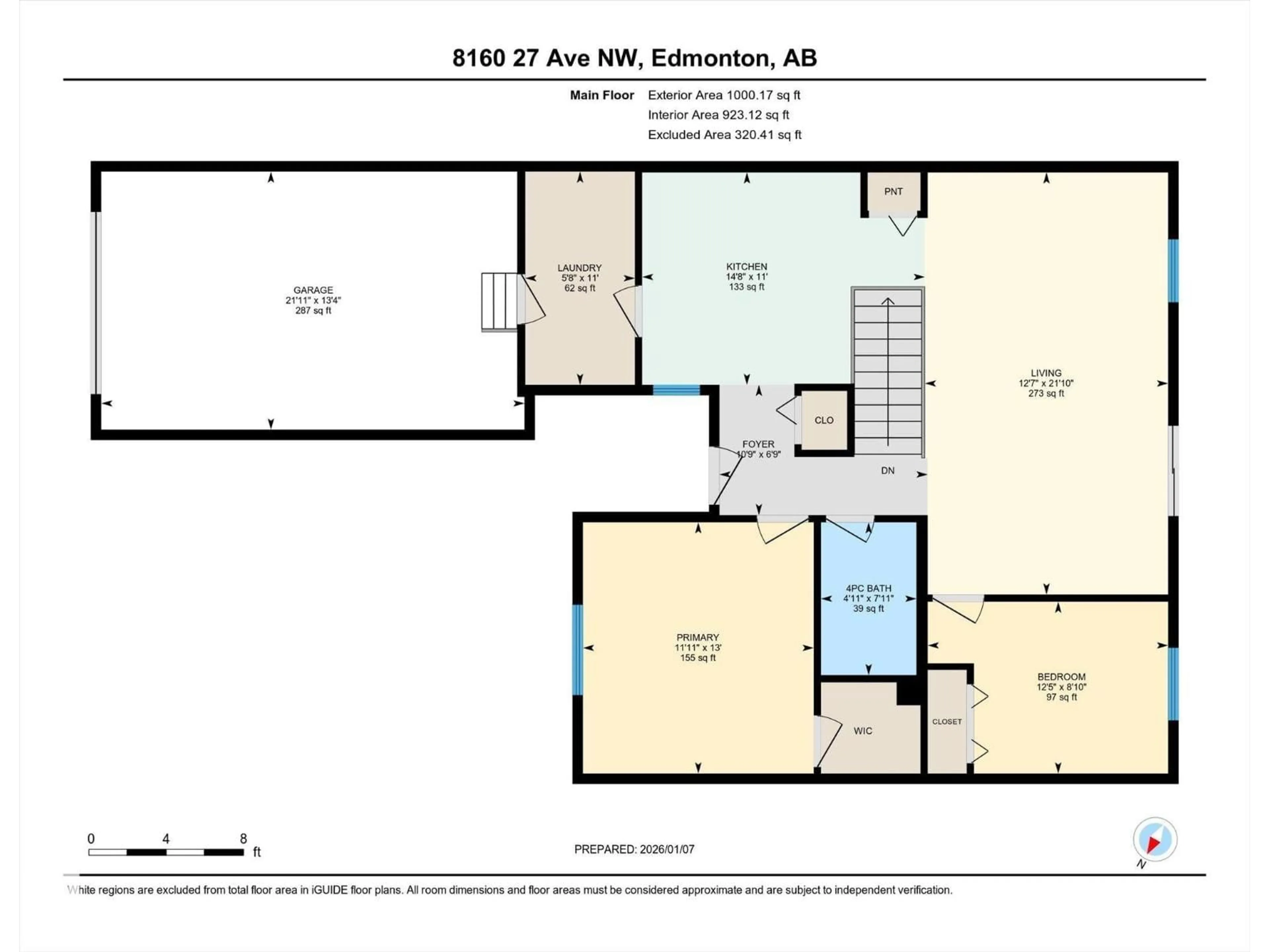 Floor plan for 8160 27 AV, Edmonton Alberta T6K4C9