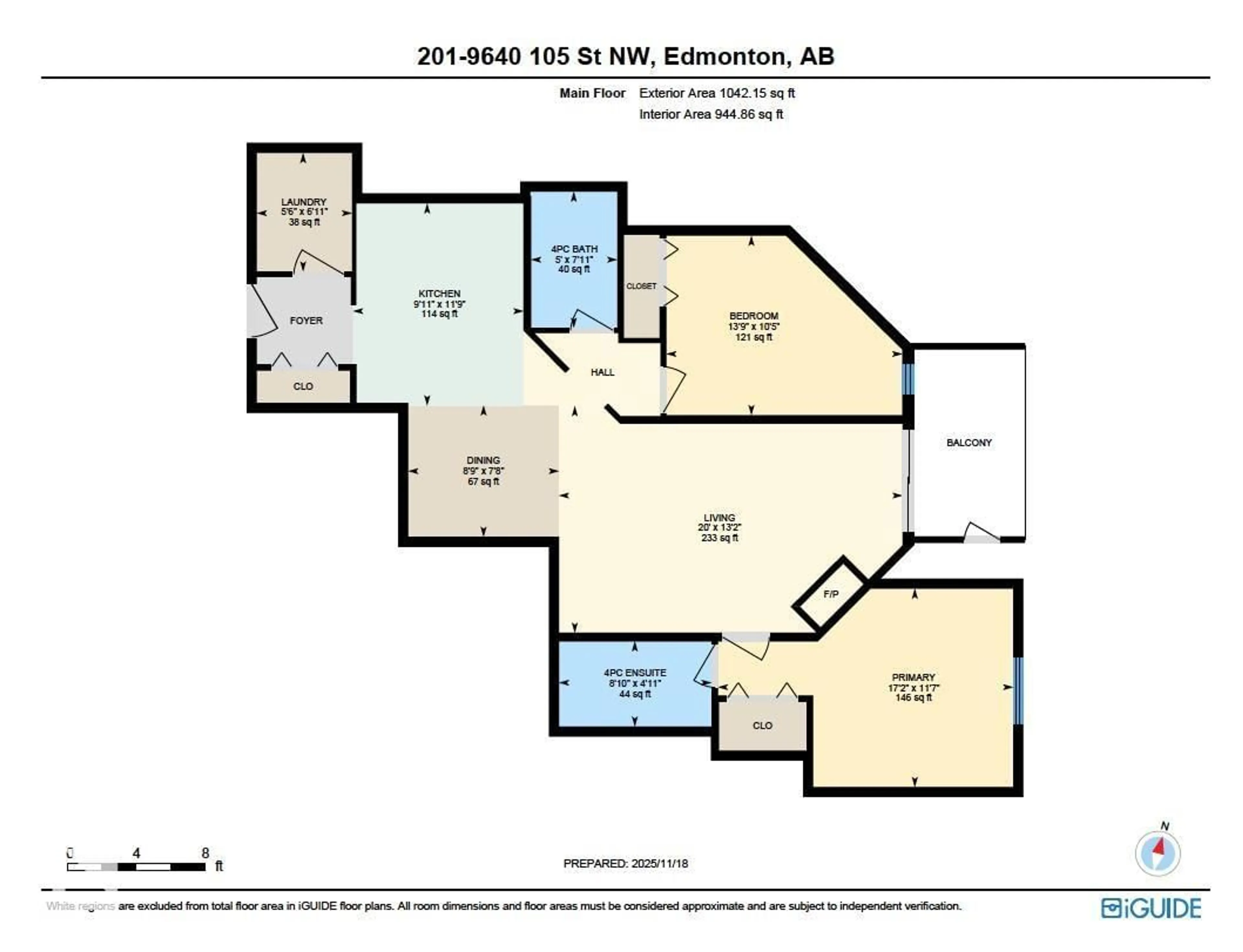 Floor plan for 201 - 9640 105 ST, Edmonton Alberta T5K0Z7