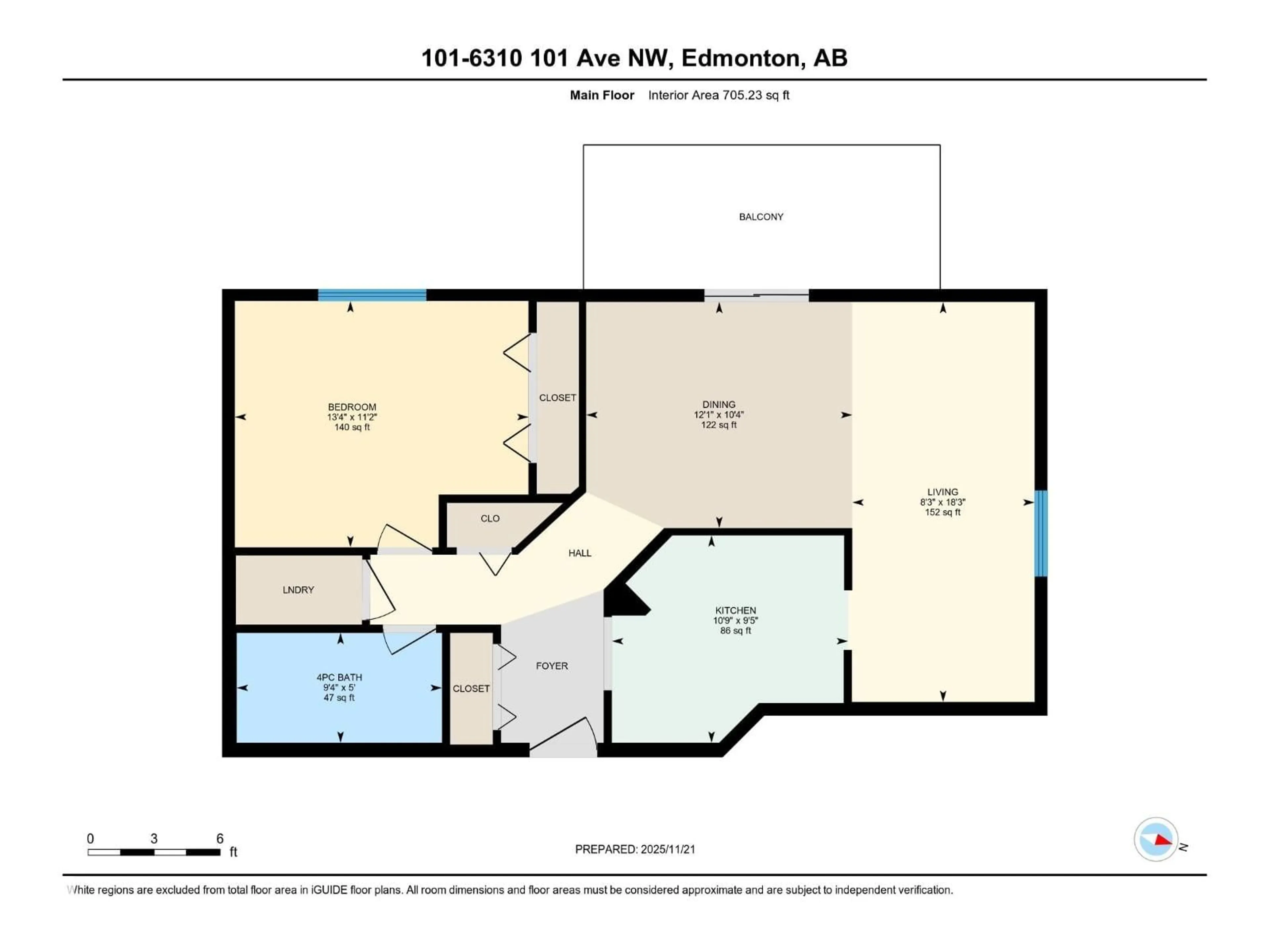 Floor plan for #105 - 6310 101 AV NW, Edmonton Alberta T6A0H5