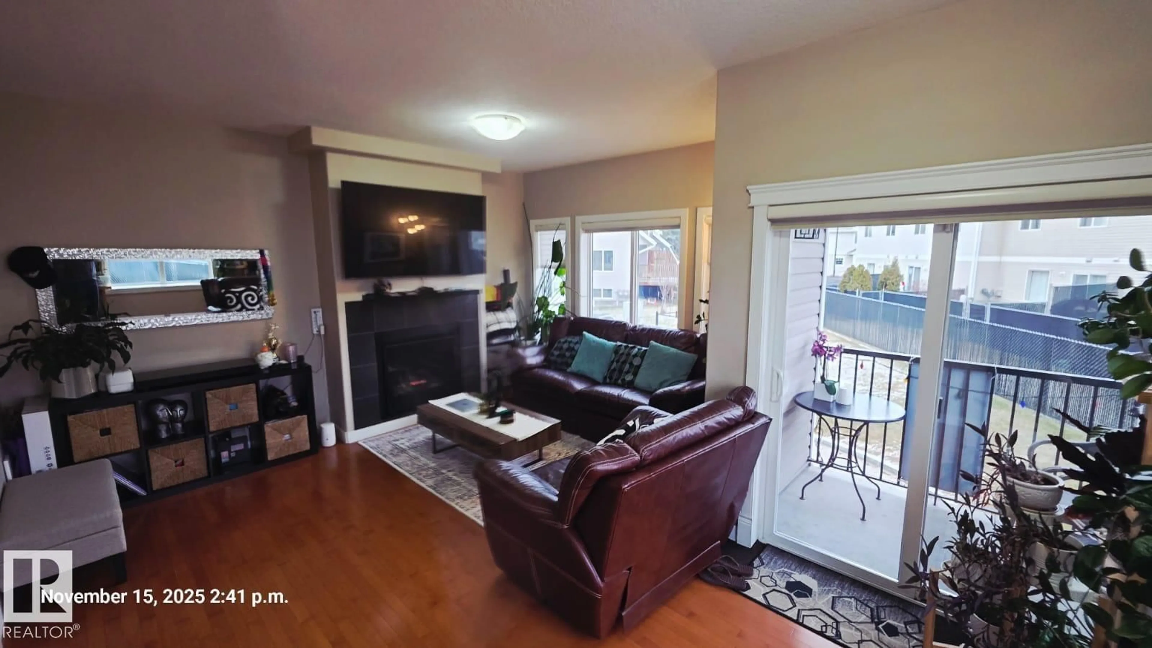 Living room with furniture, wood/laminate floor for #7 - 13215 153 AV, Edmonton Alberta T6V0B6
