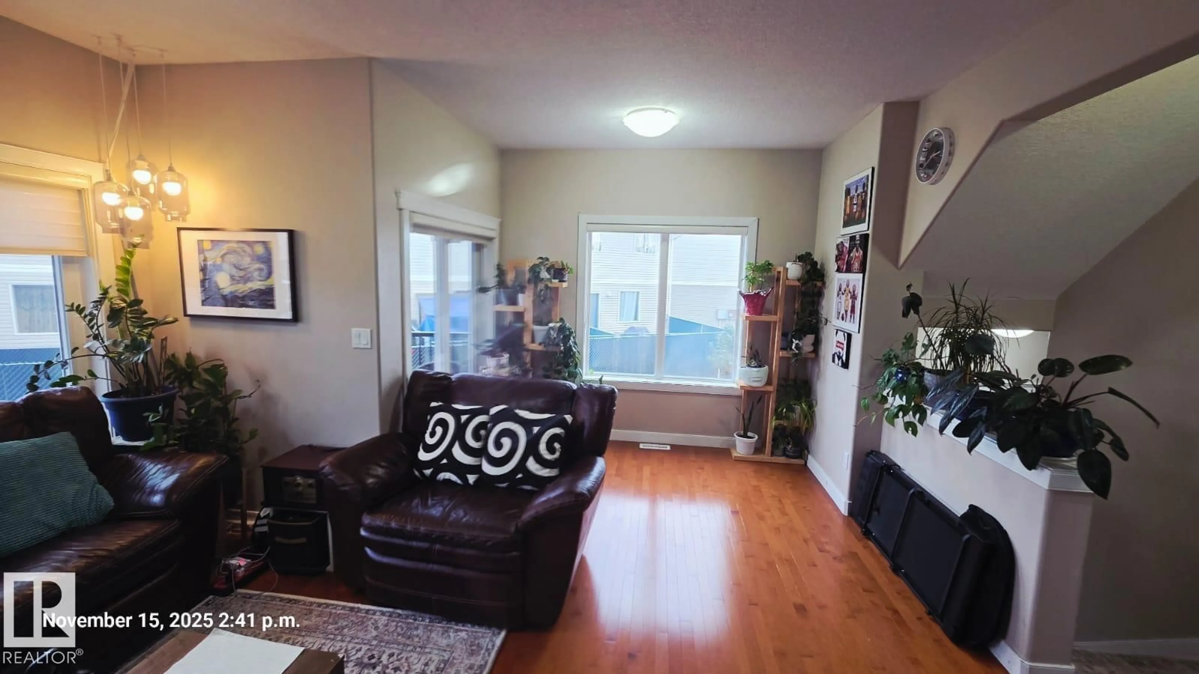 Living room with furniture, wood/laminate floor for #7 - 13215 153 AV, Edmonton Alberta T6V0B6