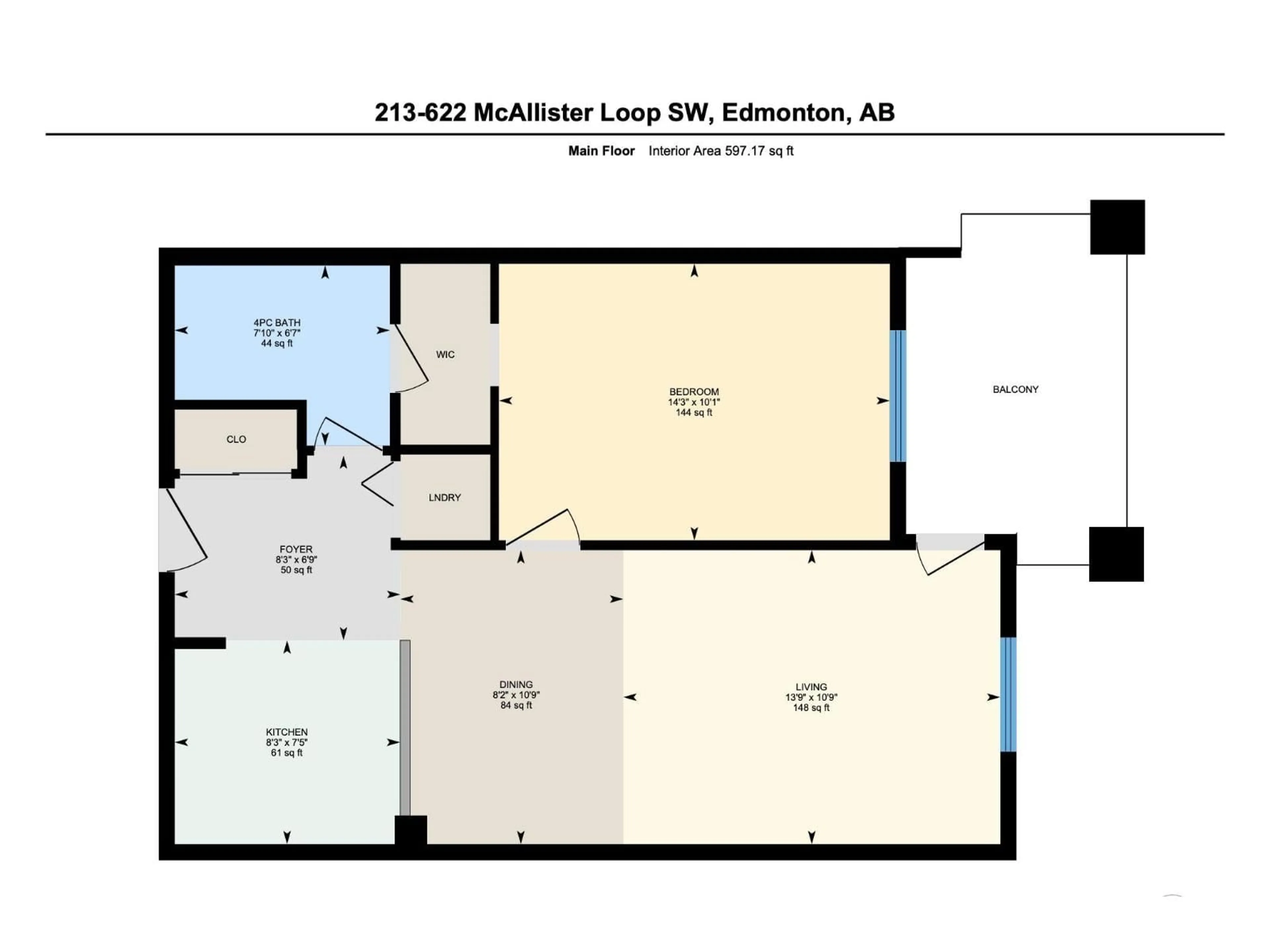 Floor plan for #213 - 622 MCALLISTER LO, Edmonton Alberta T6W1N2